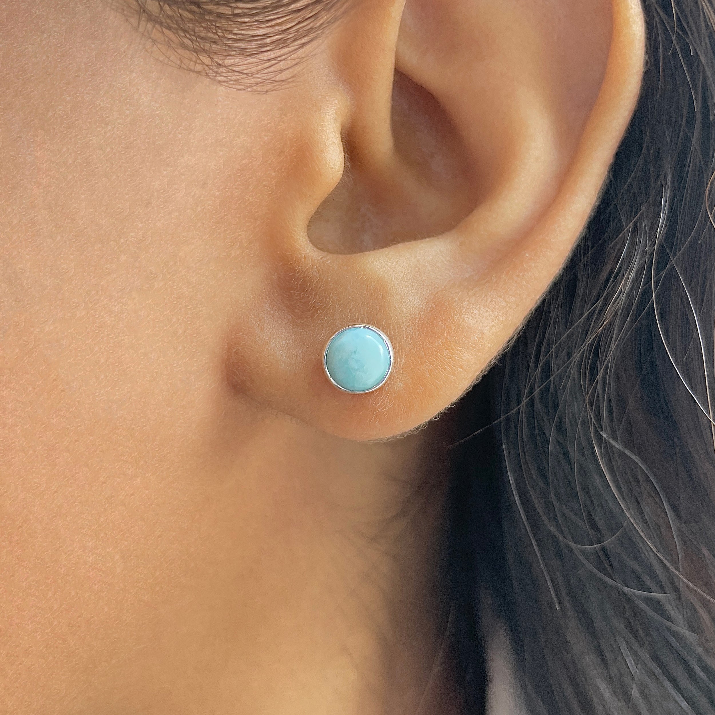 Larimar Stud Earring-(LAR-E-2677.)