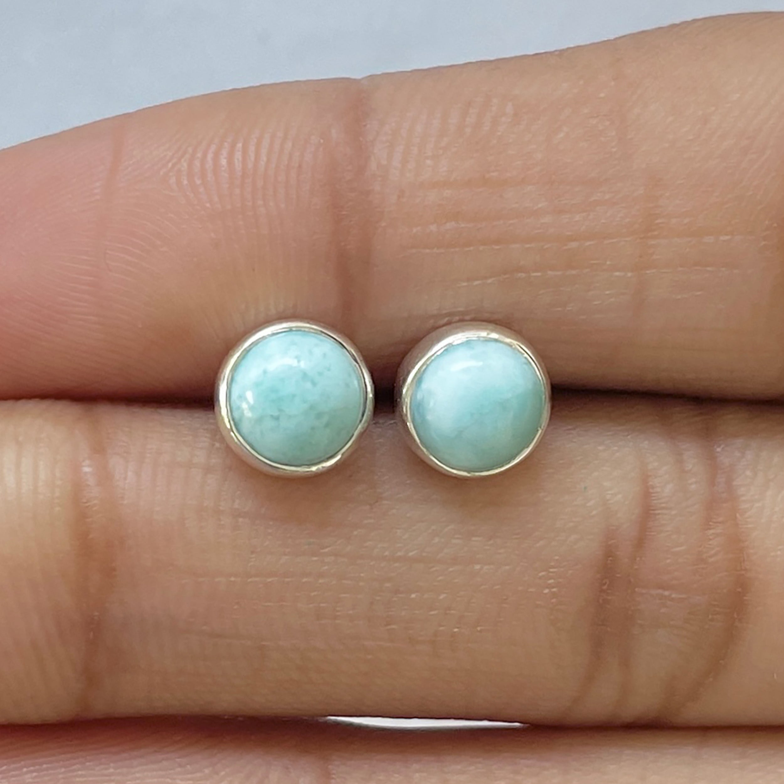Larimar Stud Earring-(LAR-E-2679.)