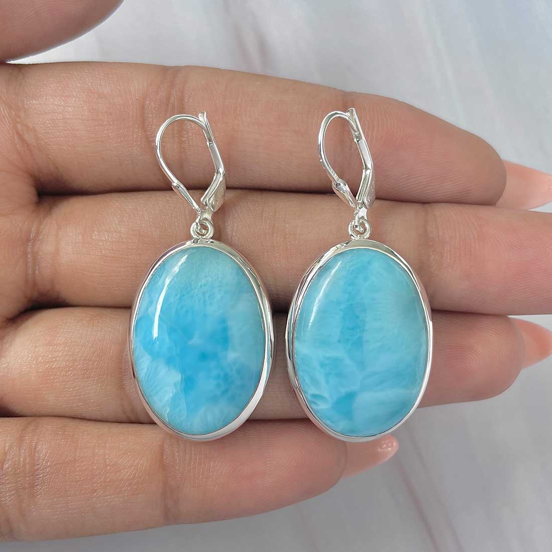 Larimar Earring-(LAR-E-268.)