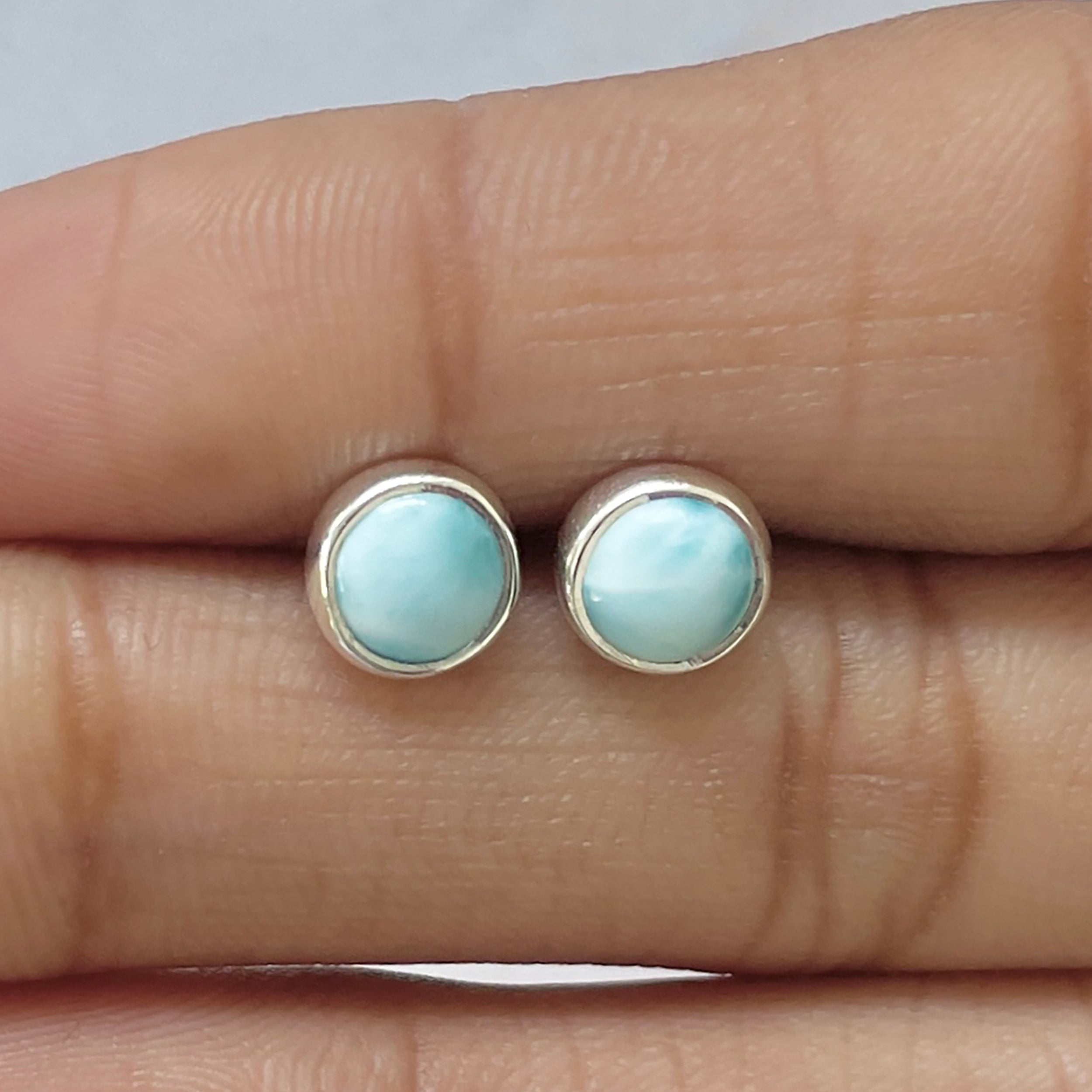 Larimar Stud Earring-(LAR-E-2680.)