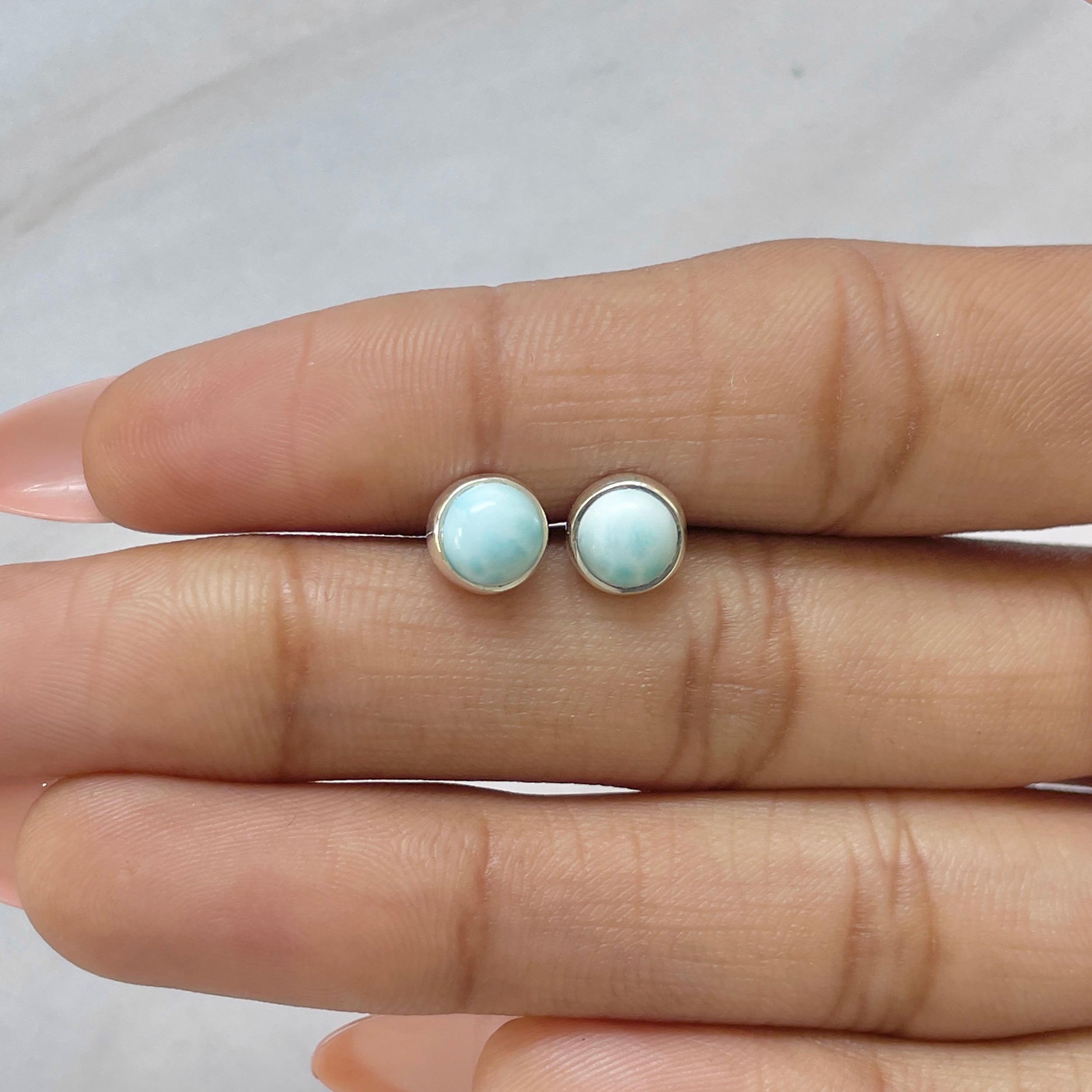 Larimar Stud Earring-(LAR-E-2681.)