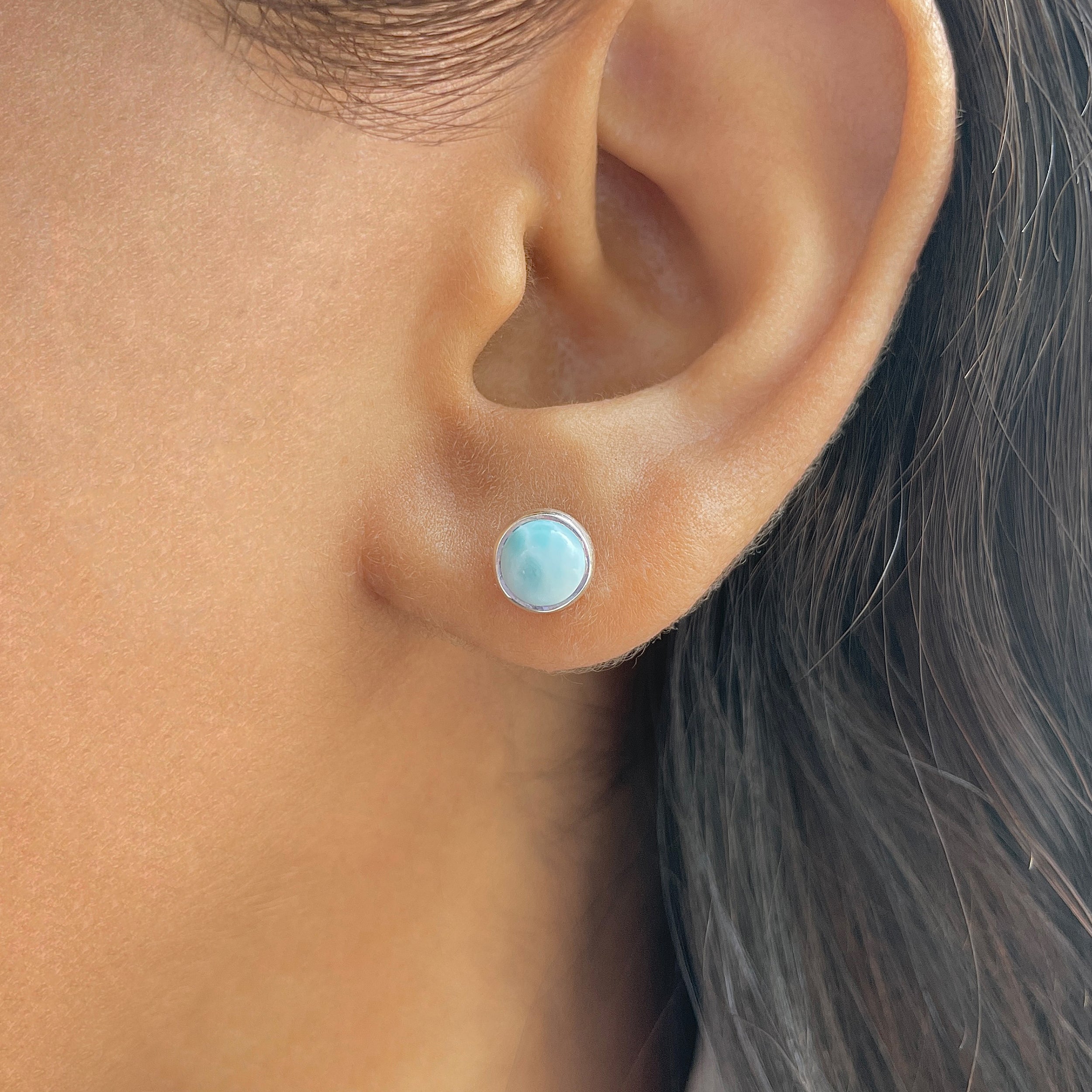 Larimar Stud Earring-(LAR-E-2681.)