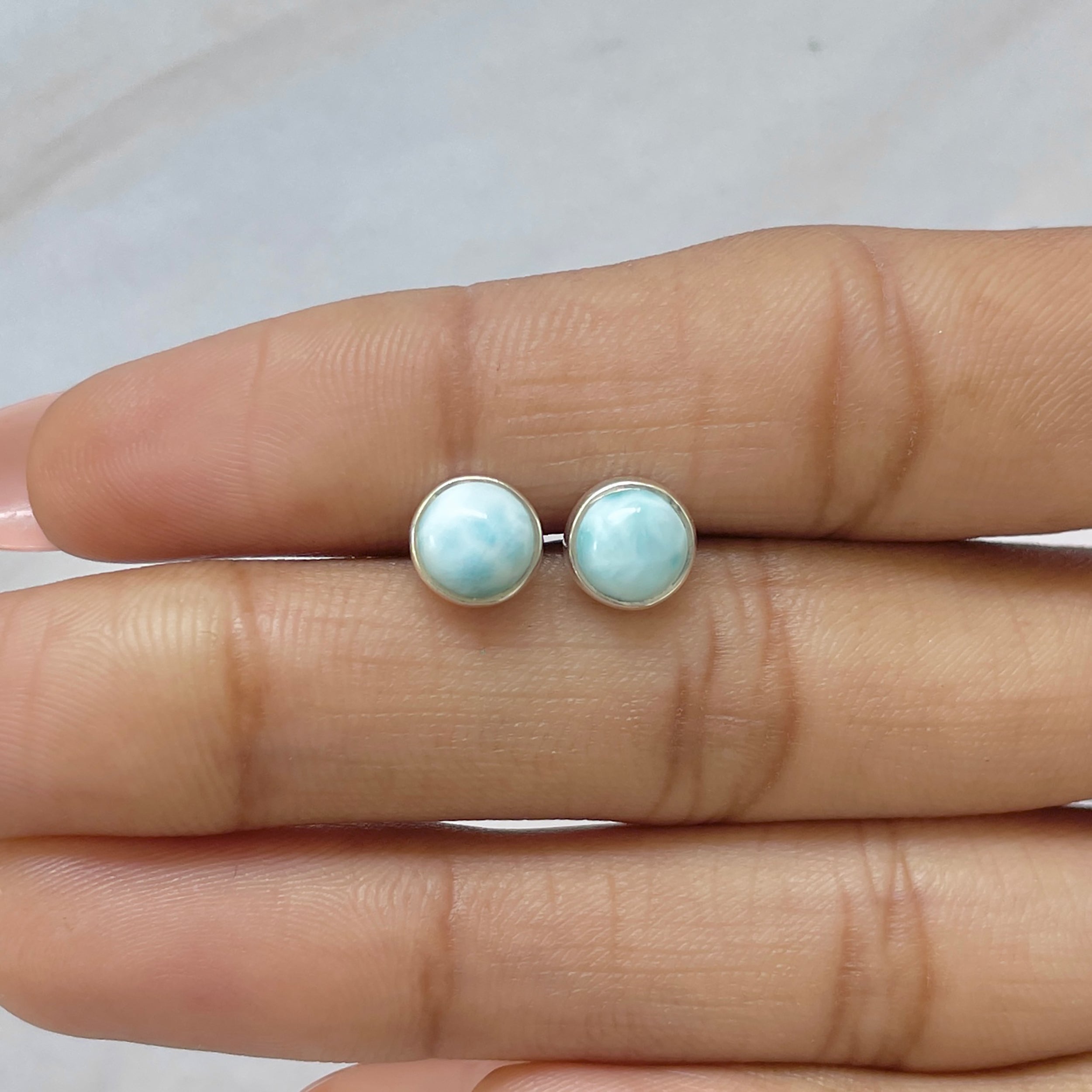 Larimar Stud Earring-(LAR-E-2684.)