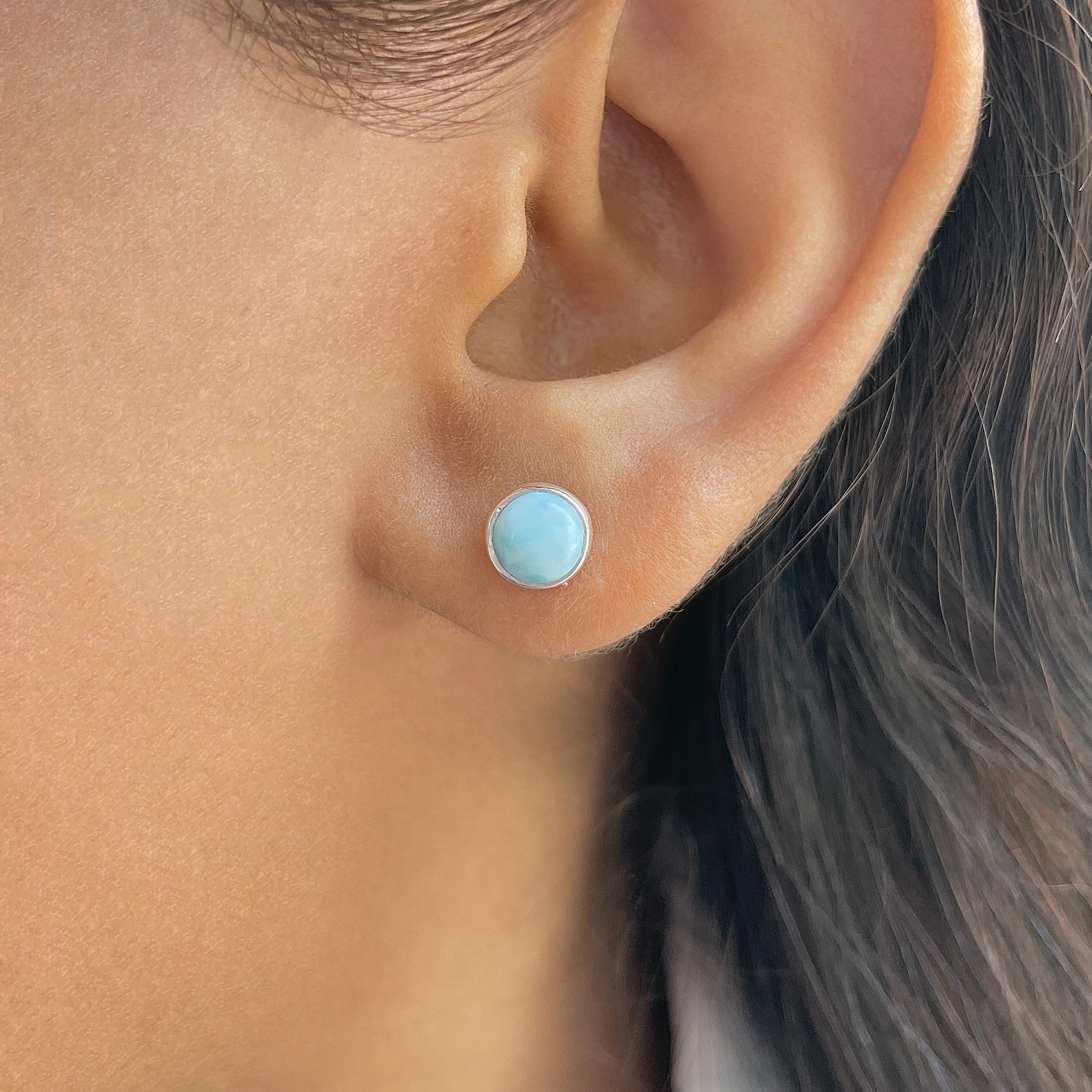 Larimar Stud Earring-(LAR-E-2684.)