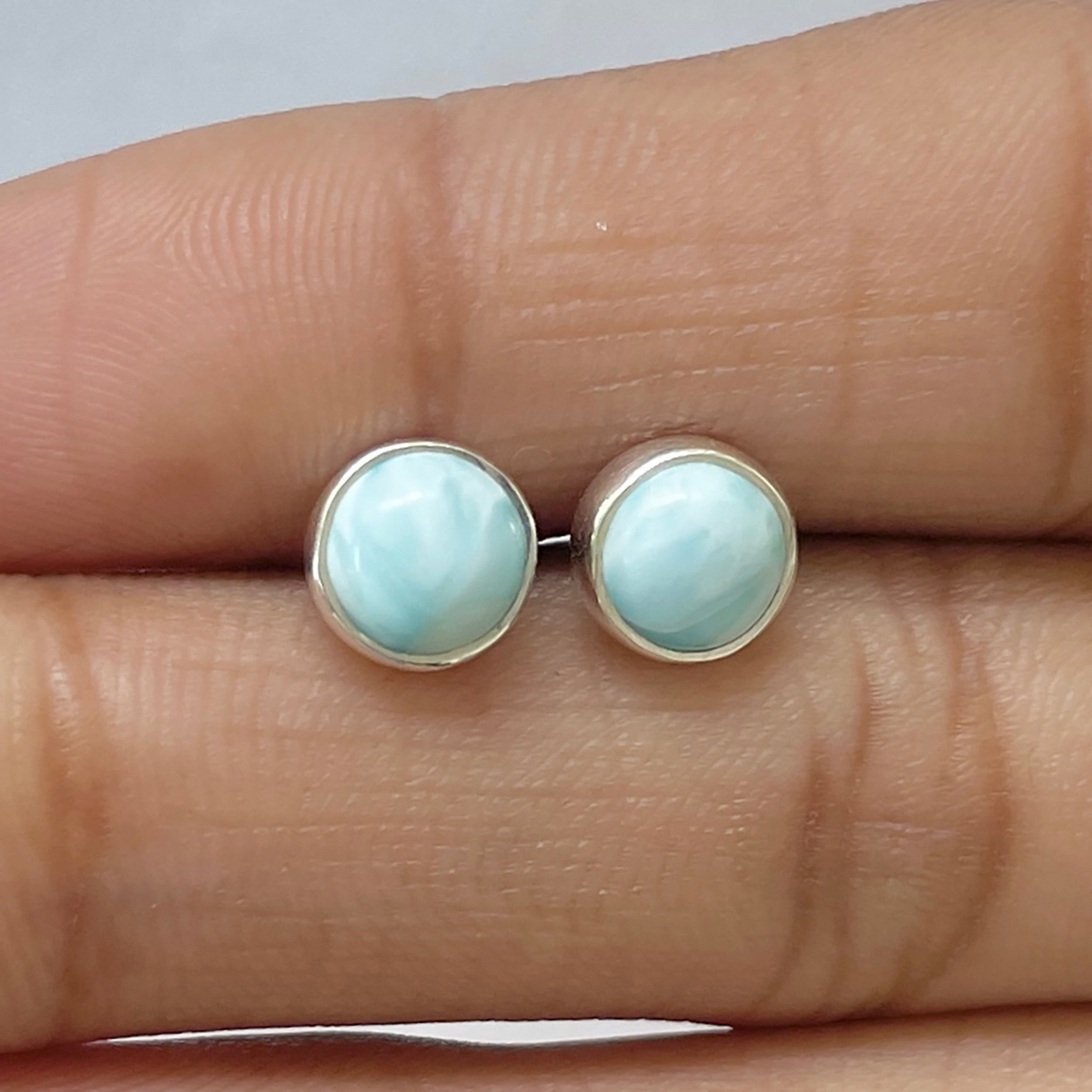 Larimar Stud Earring-(LAR-E-2685.)