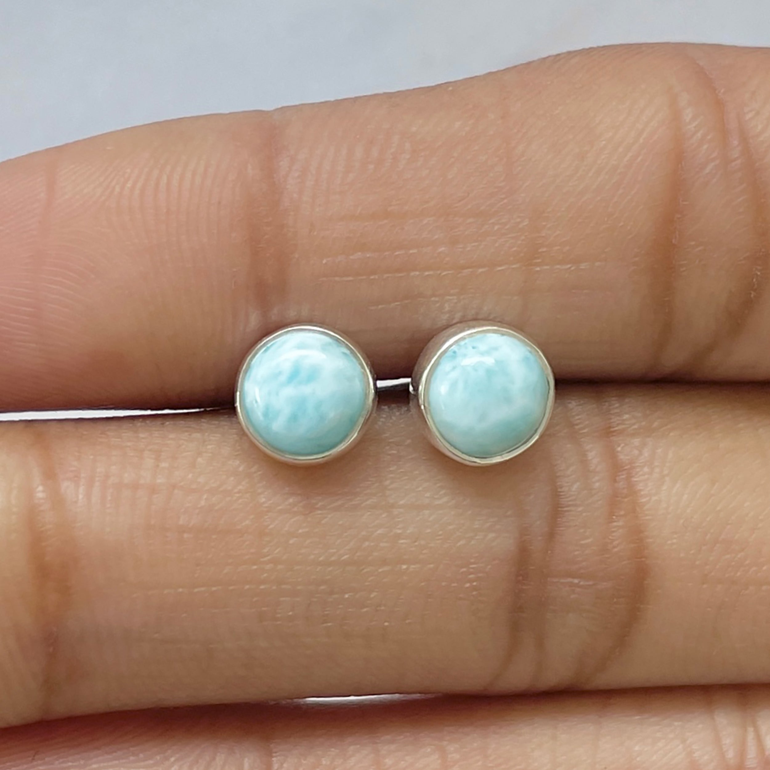 Larimar Stud Earring-(LAR-E-2689.)