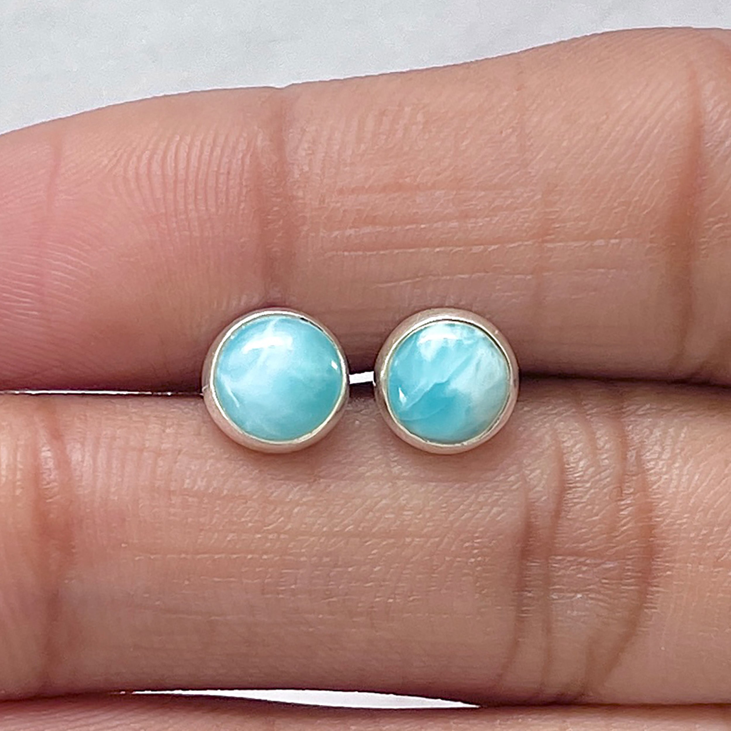 Larimar Stud Earring-(LAR-E-2690.)