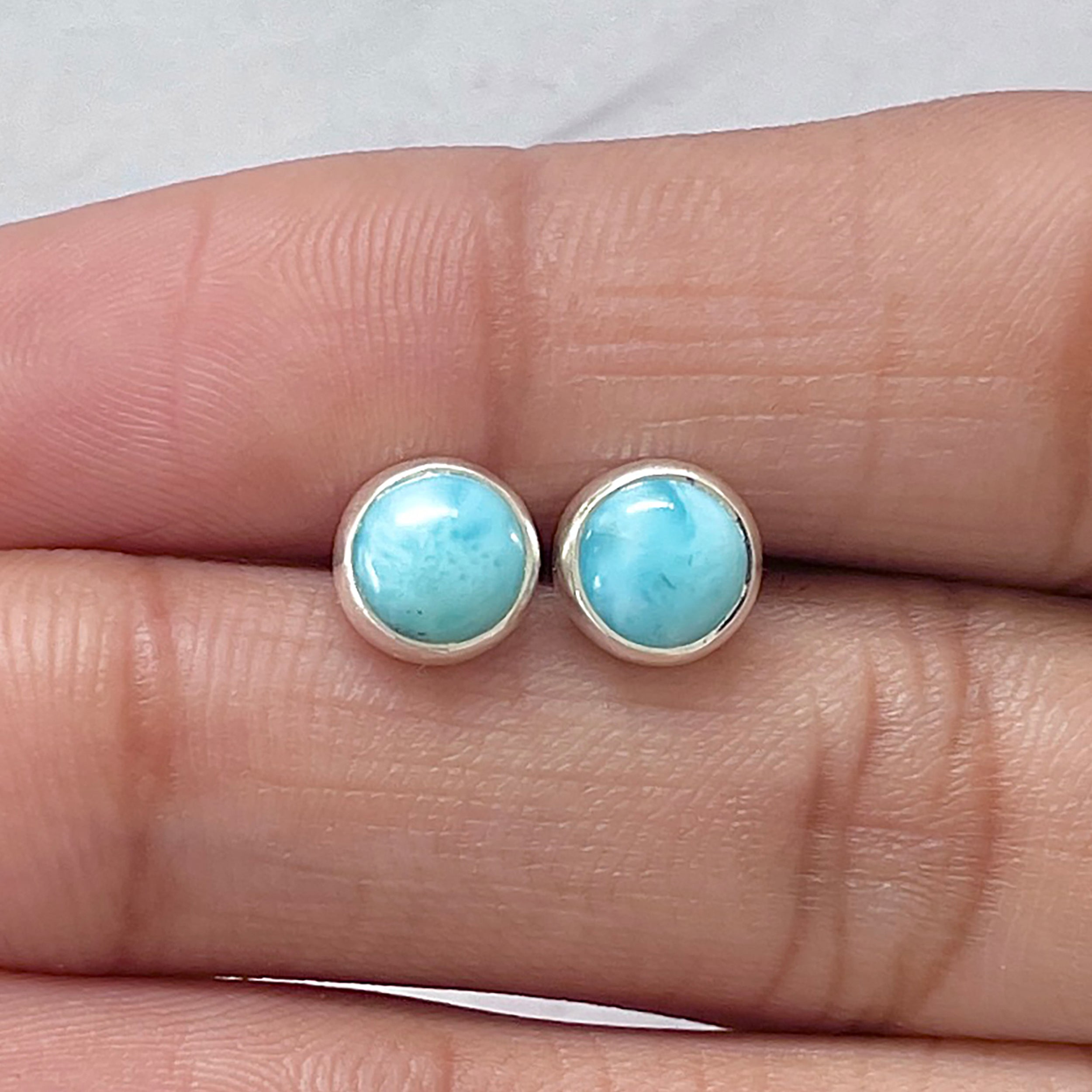 Larimar Stud Earring-(LAR-E-2691.)
