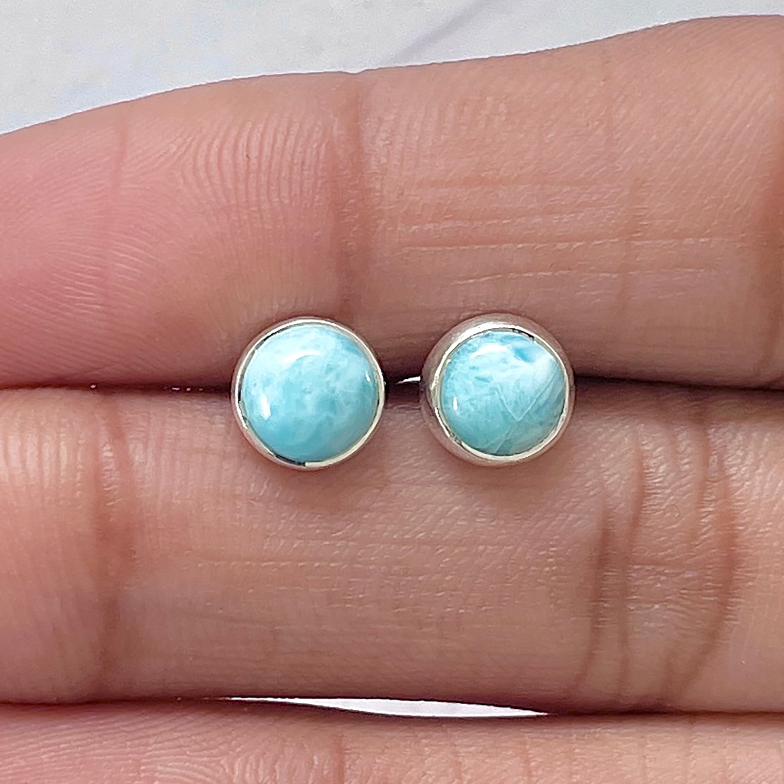 Larimar Stud Earring-(LAR-E-2692.)