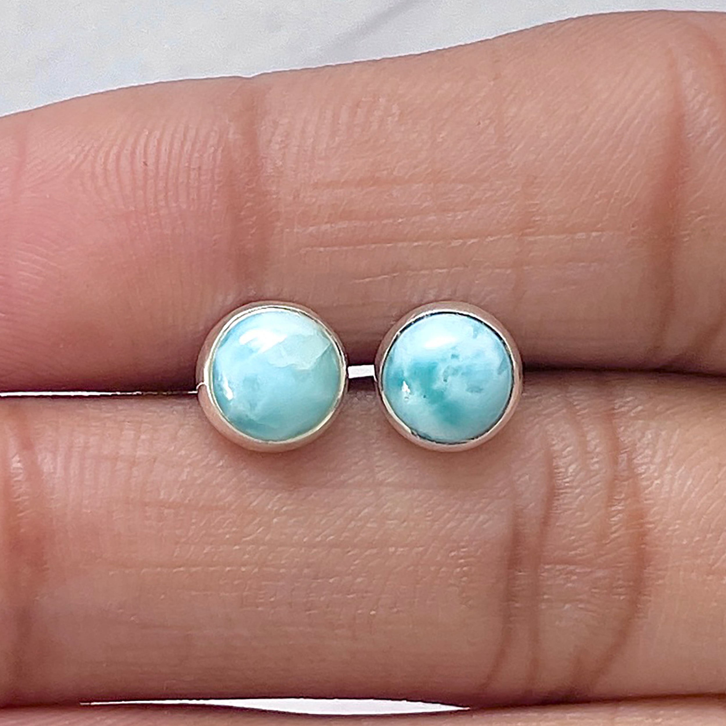Larimar Stud Earring-(LAR-E-2693.)