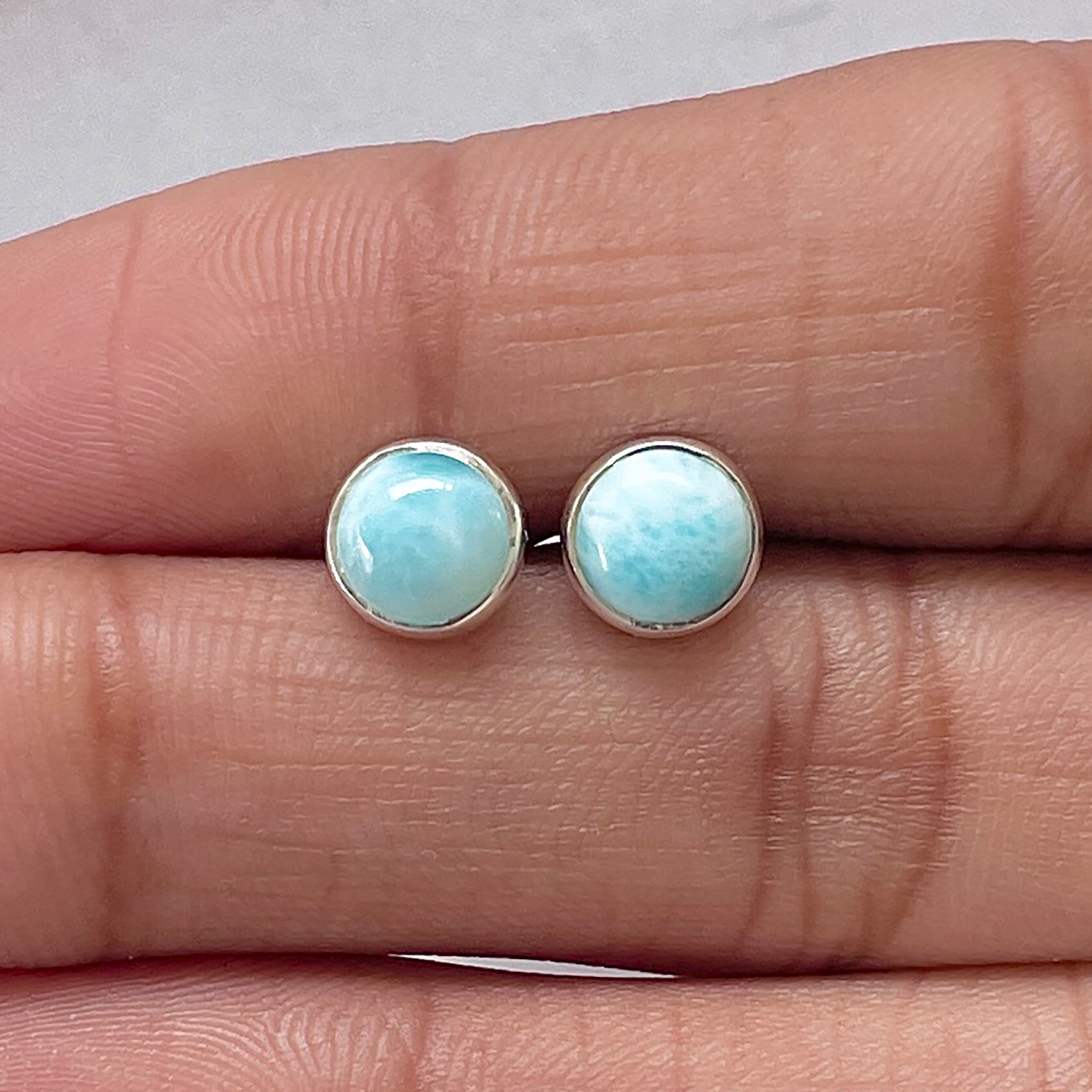 Larimar Stud Earring-(LAR-E-2710.)