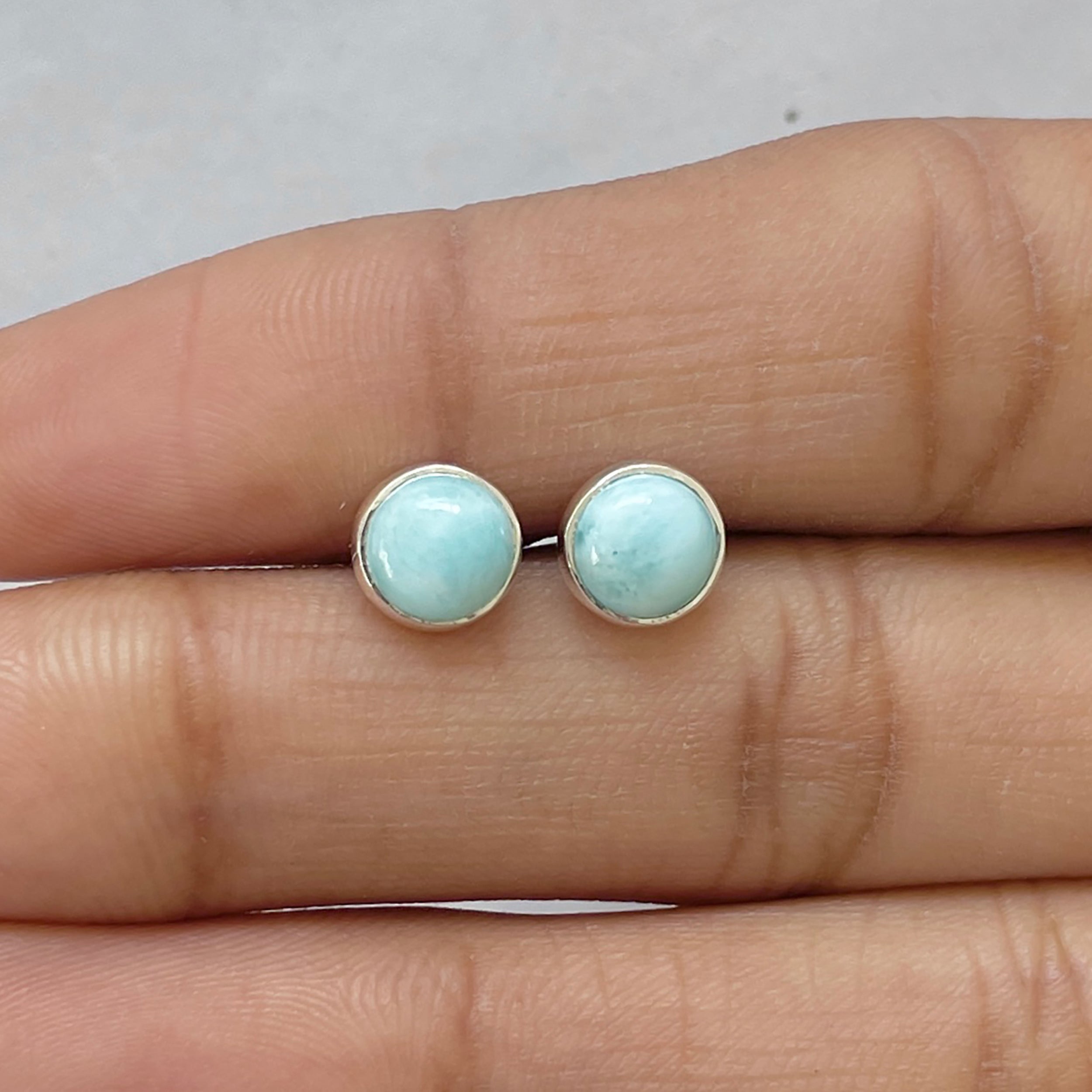 Larimar Stud Earring-(LAR-E-2728.)