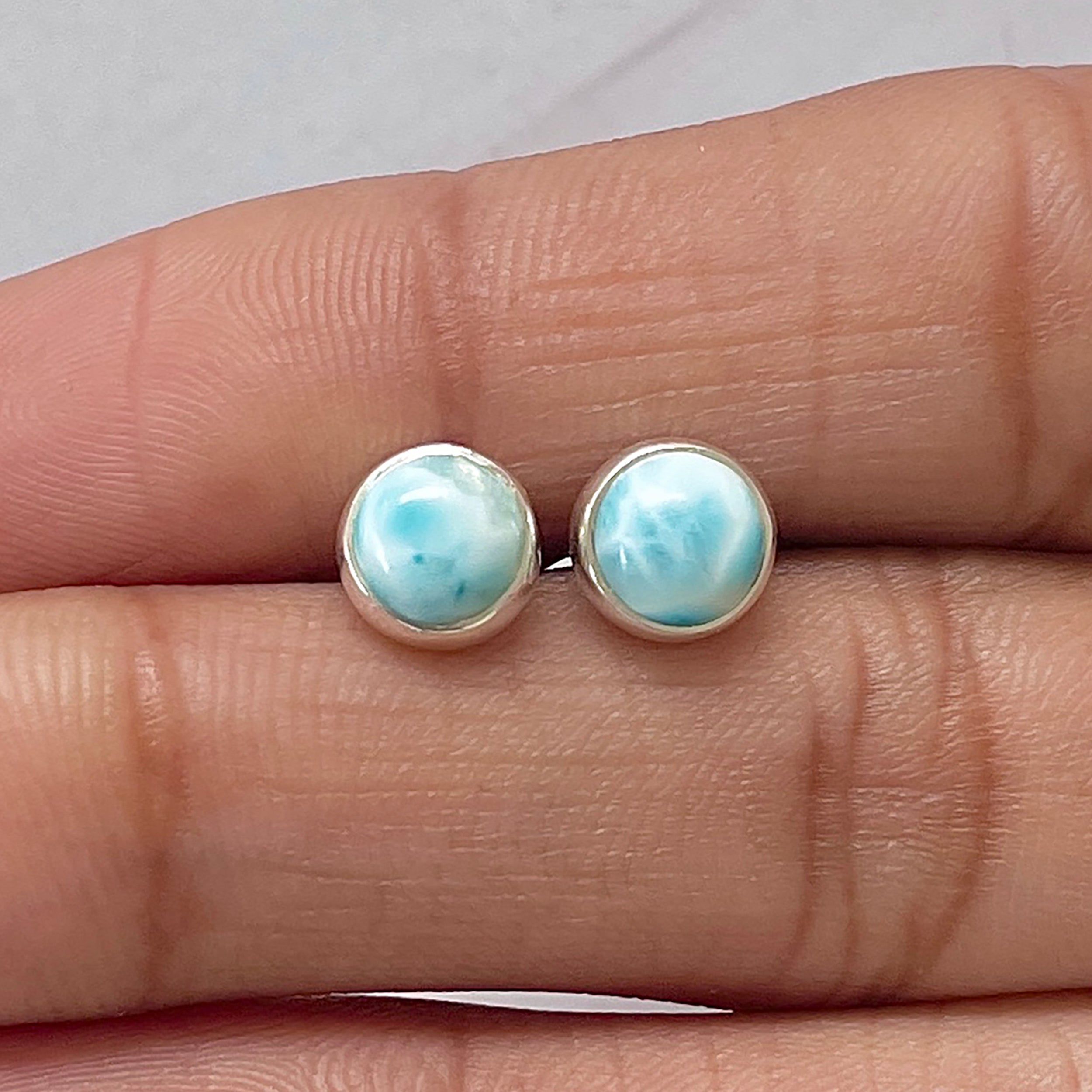 Larimar Stud Earring-(LAR-E-2731.)