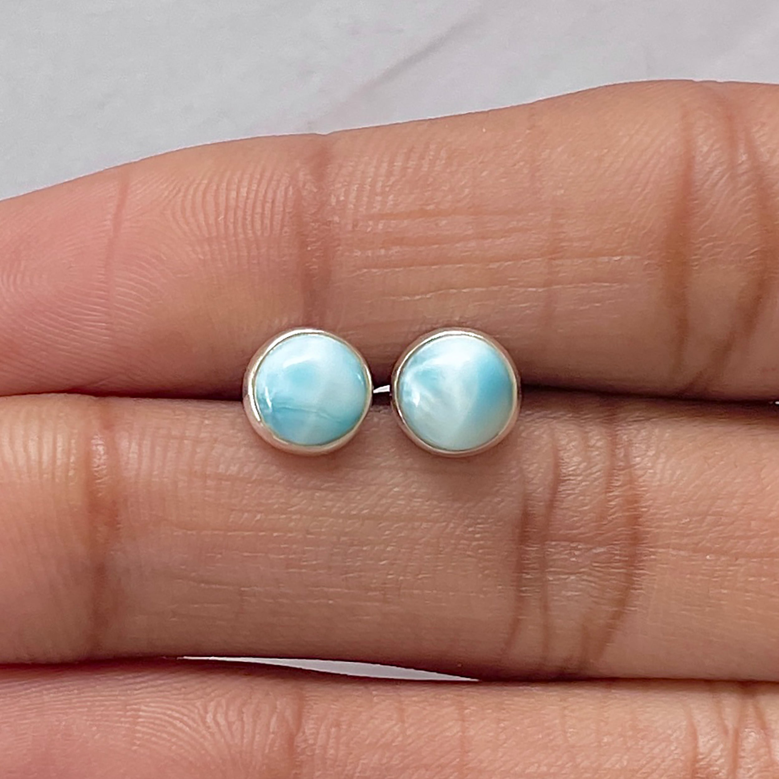 Larimar Stud Earring-(LAR-E-2732.)