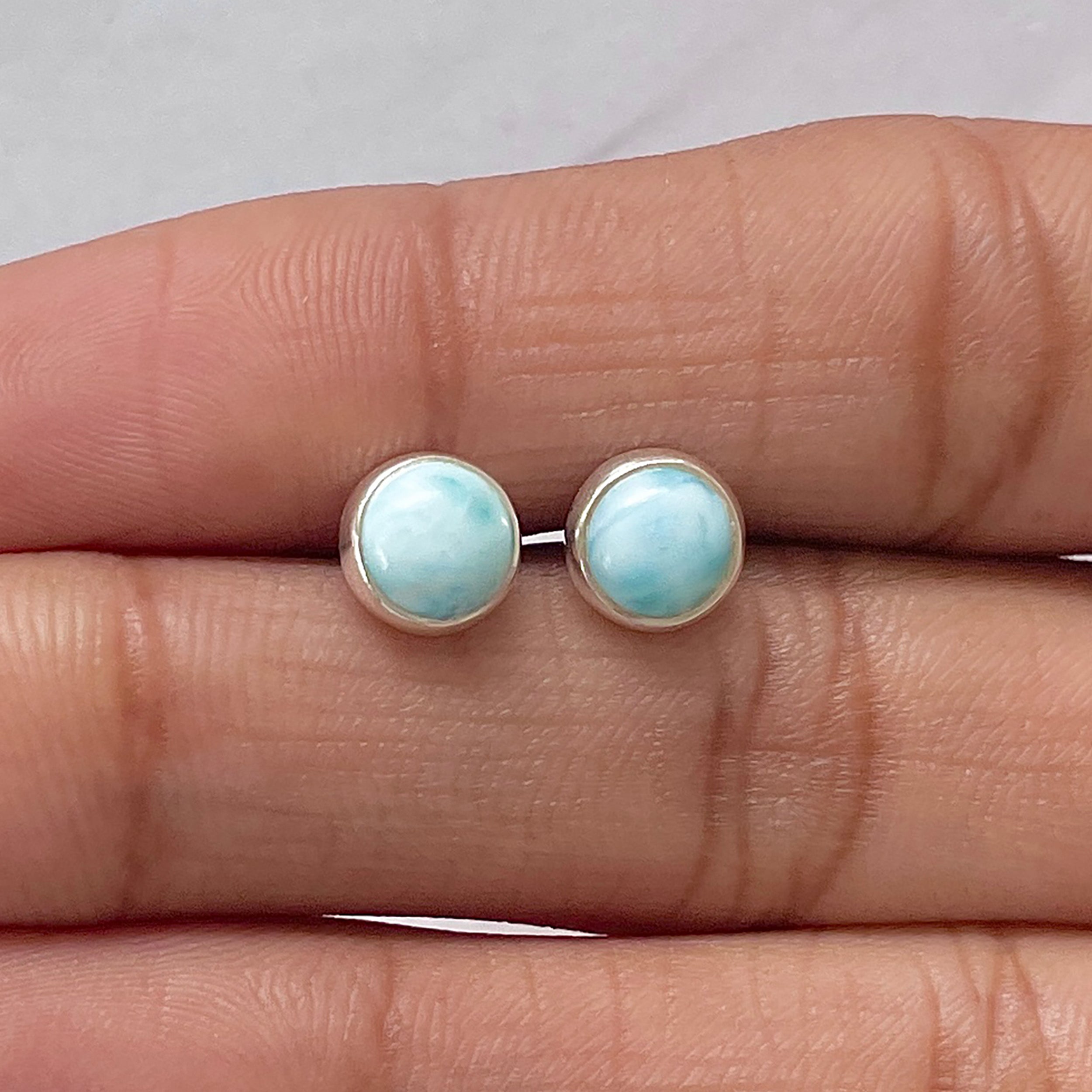 Larimar Stud Earring-(LAR-E-2733.)