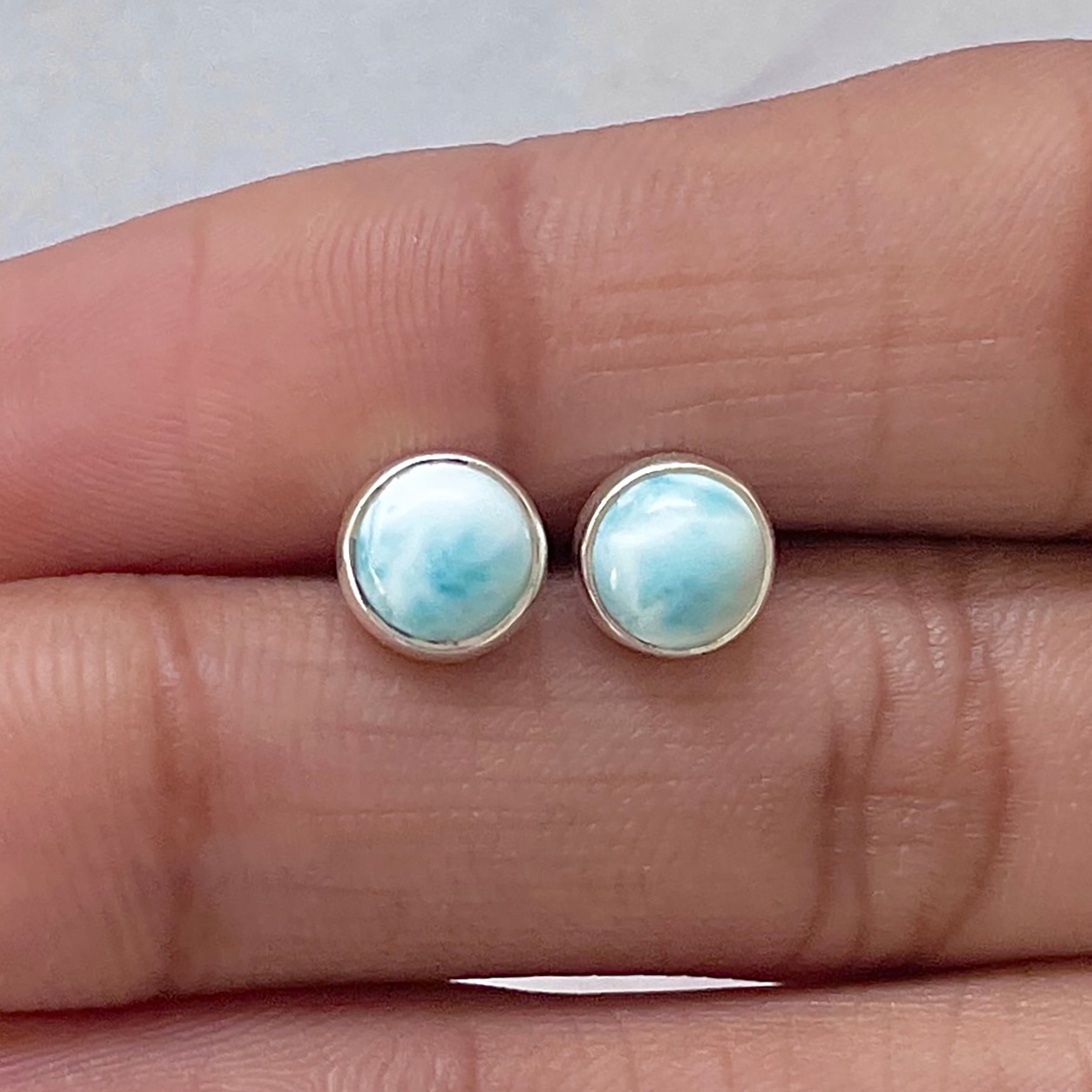 Larimar Stud Earring-(LAR-E-2743.)