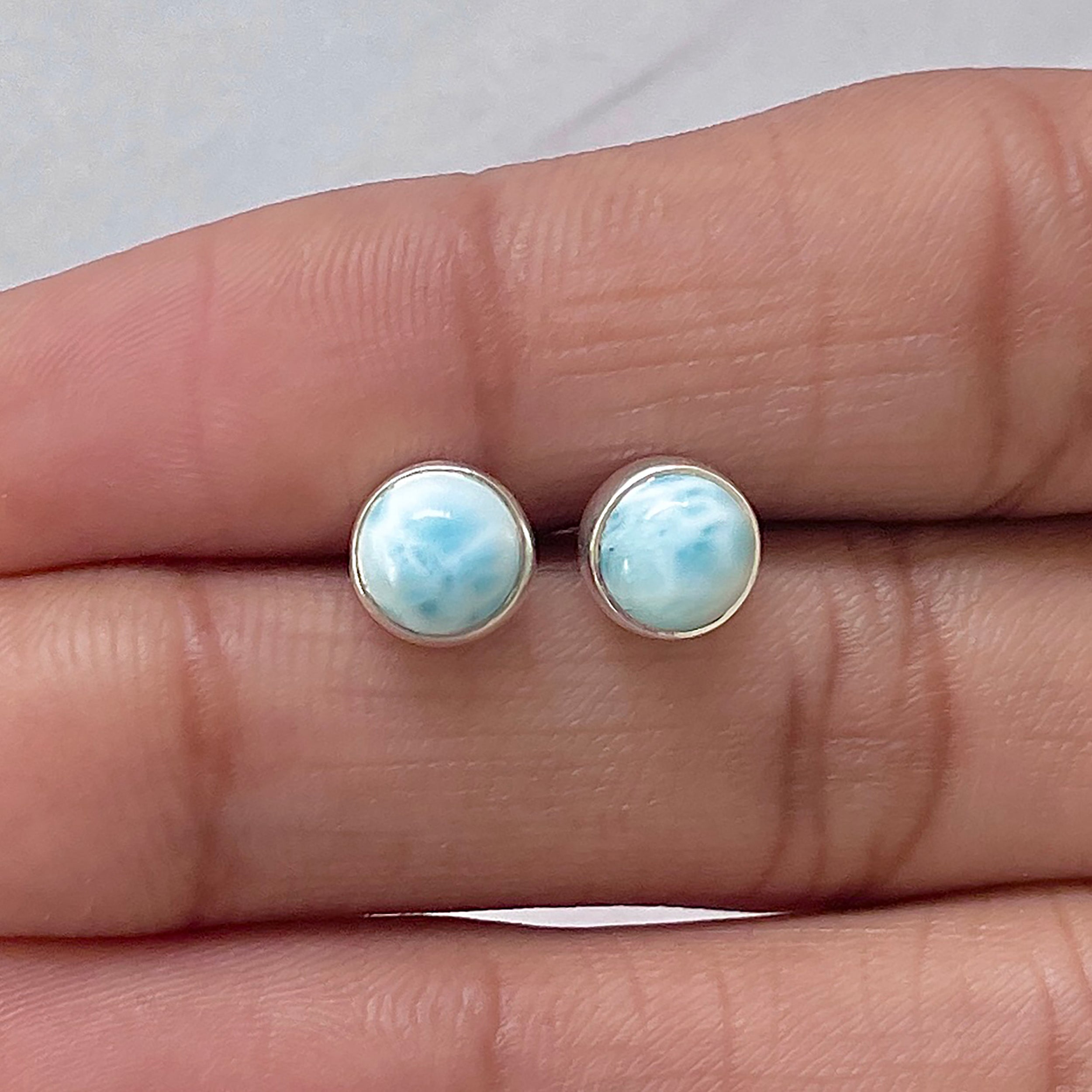 Larimar Stud Earring-(LAR-E-2744.)
