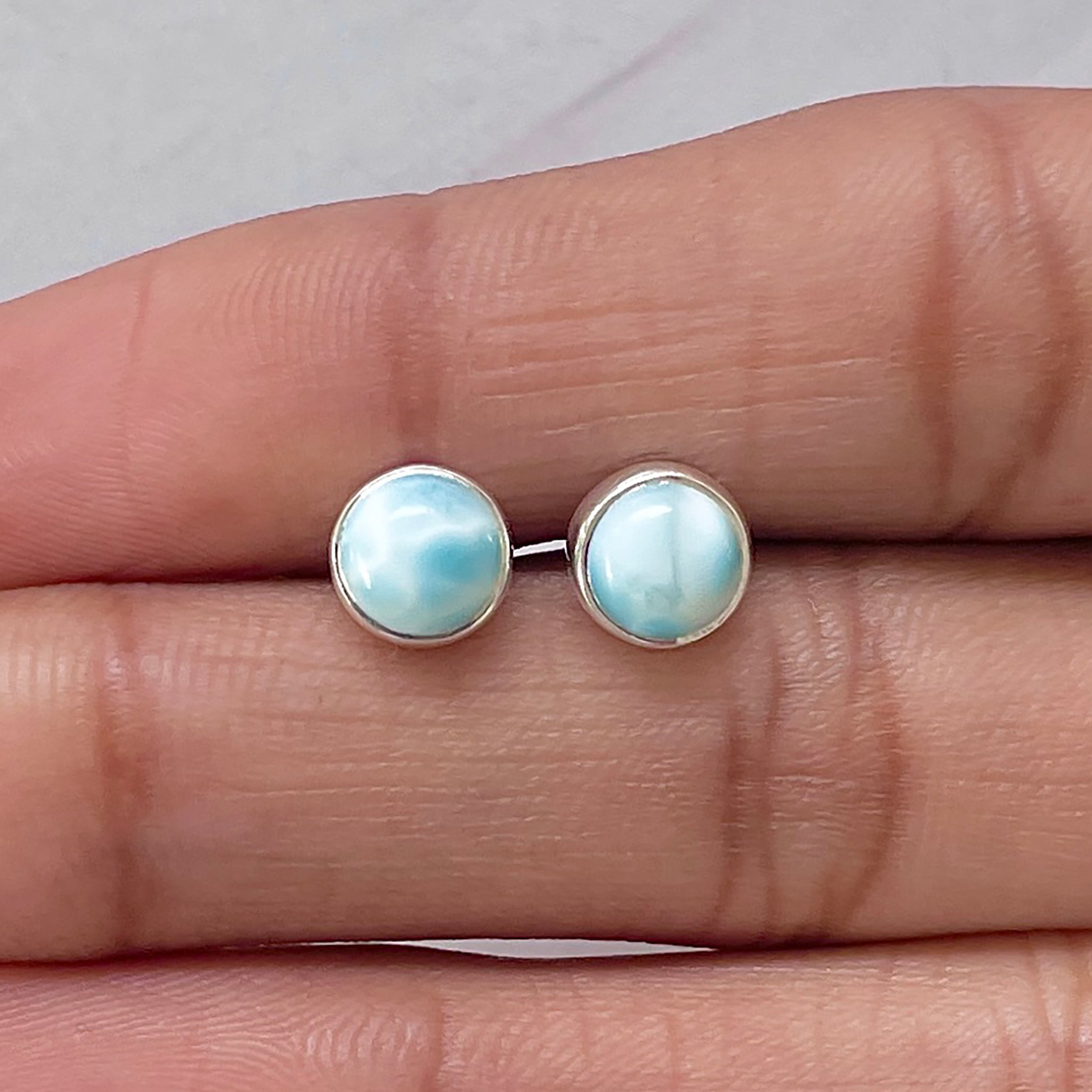 Larimar Stud Earring-(LAR-E-2747.)