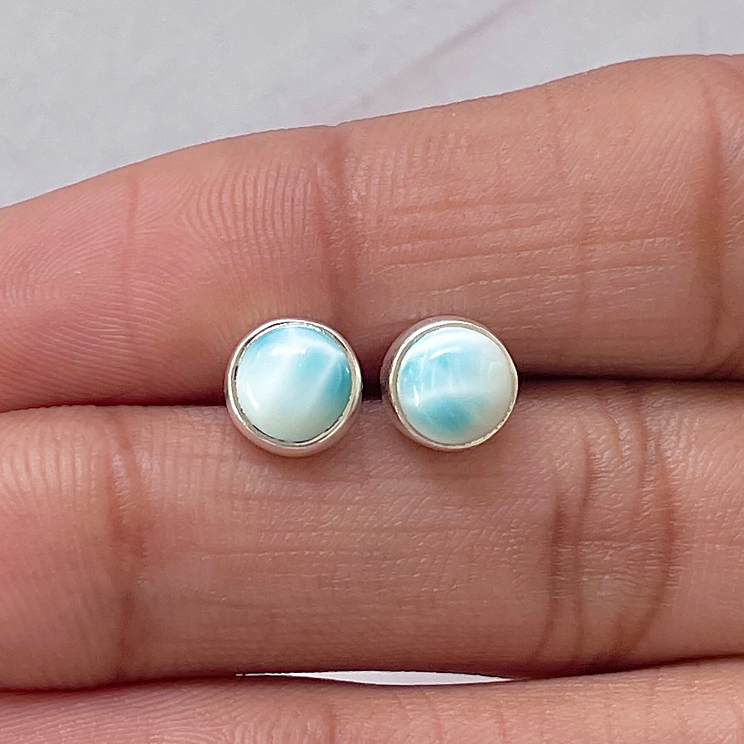 Larimar Stud Earring-(LAR-E-2749.)