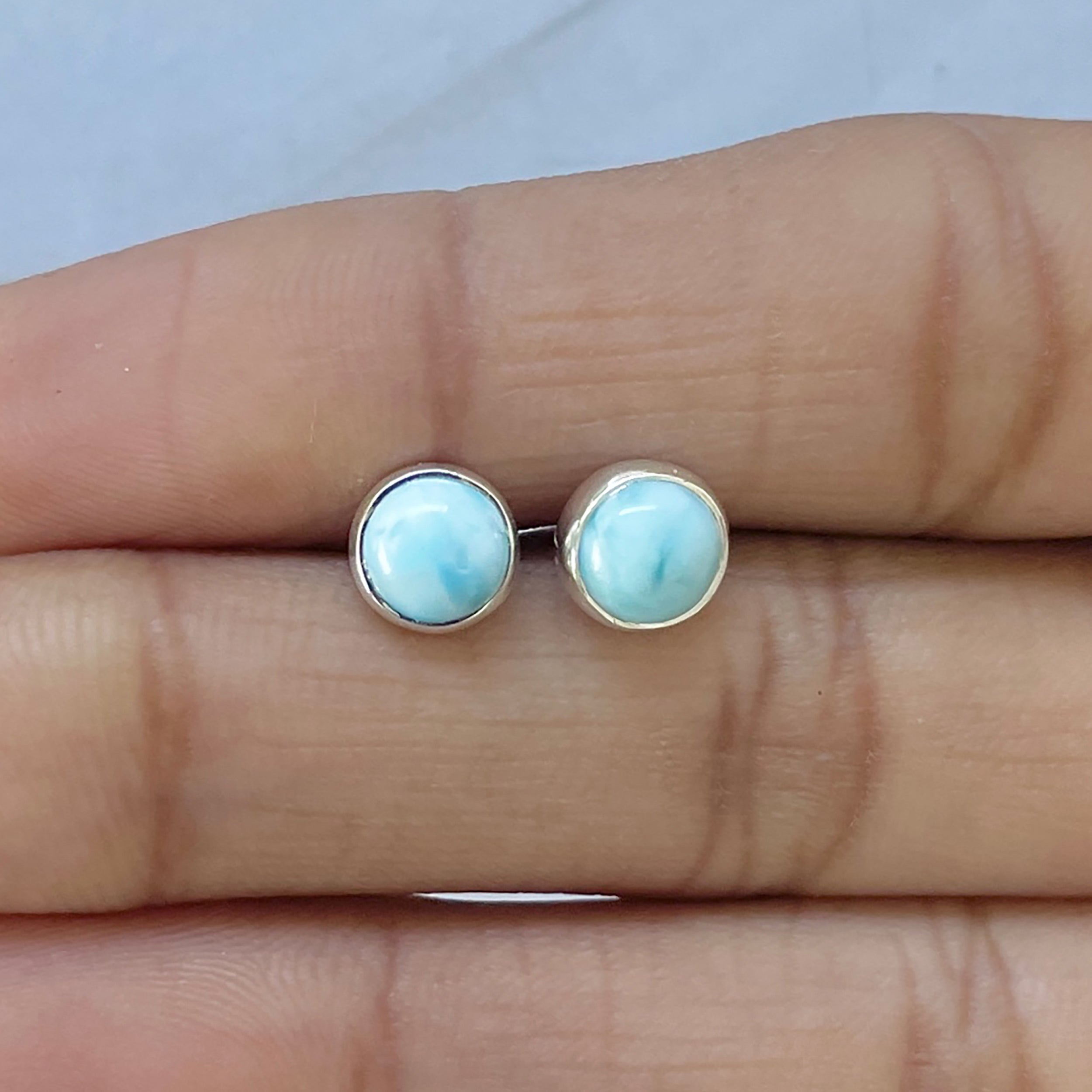 Larimar Stud Earring-(LAR-E-2750.)