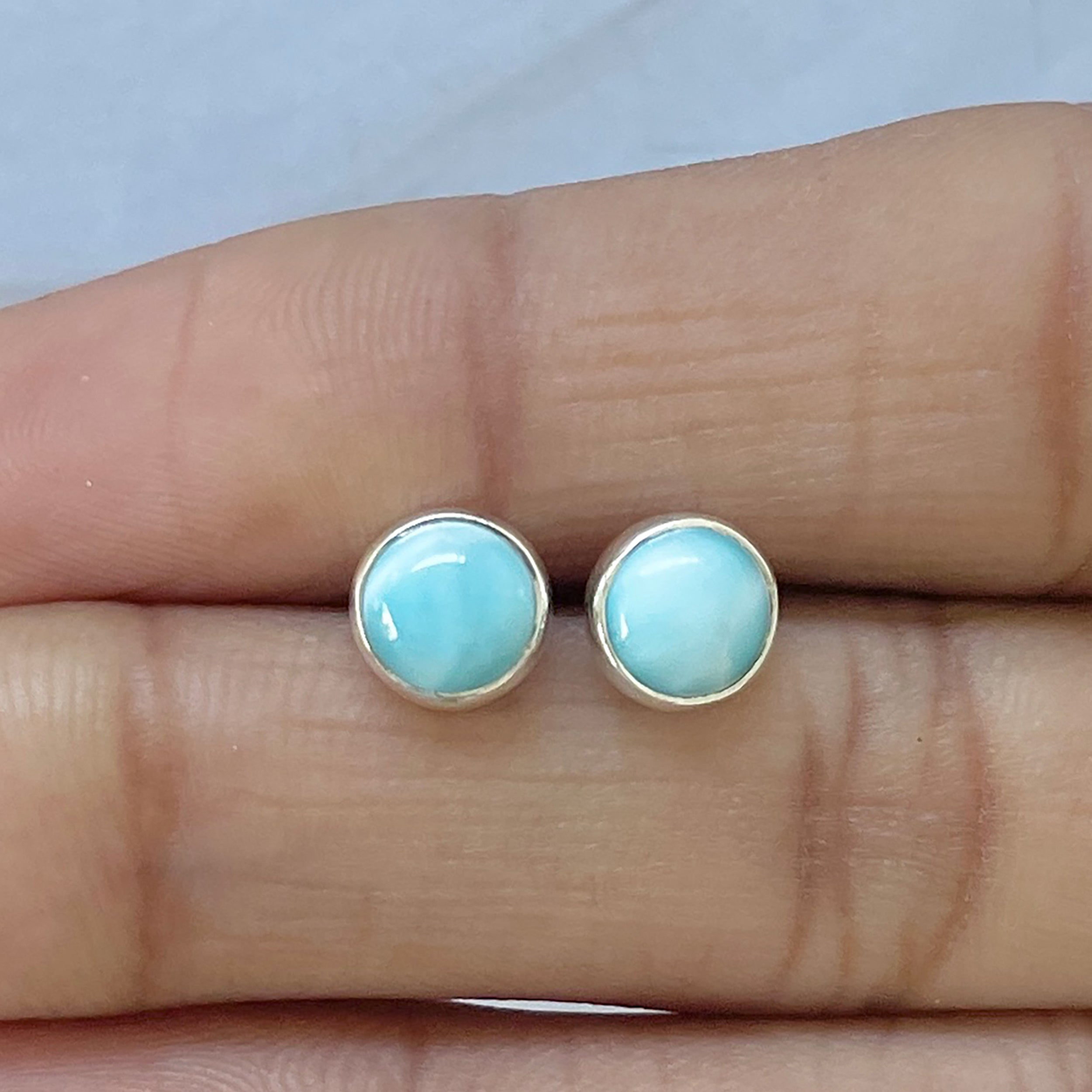 Larimar Stud Earring-(LAR-E-2751.)