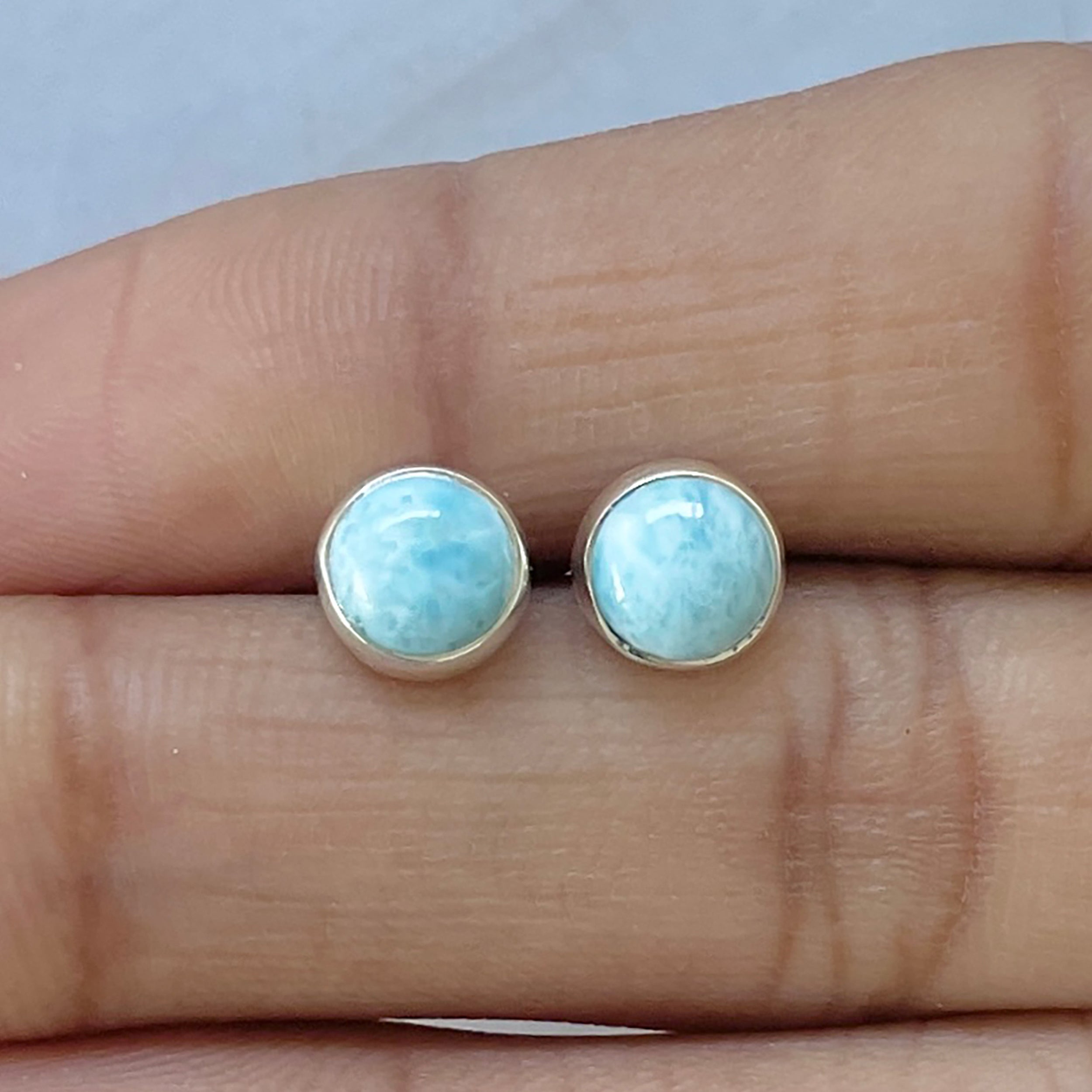 Larimar Stud Earring-(LAR-E-2752.)