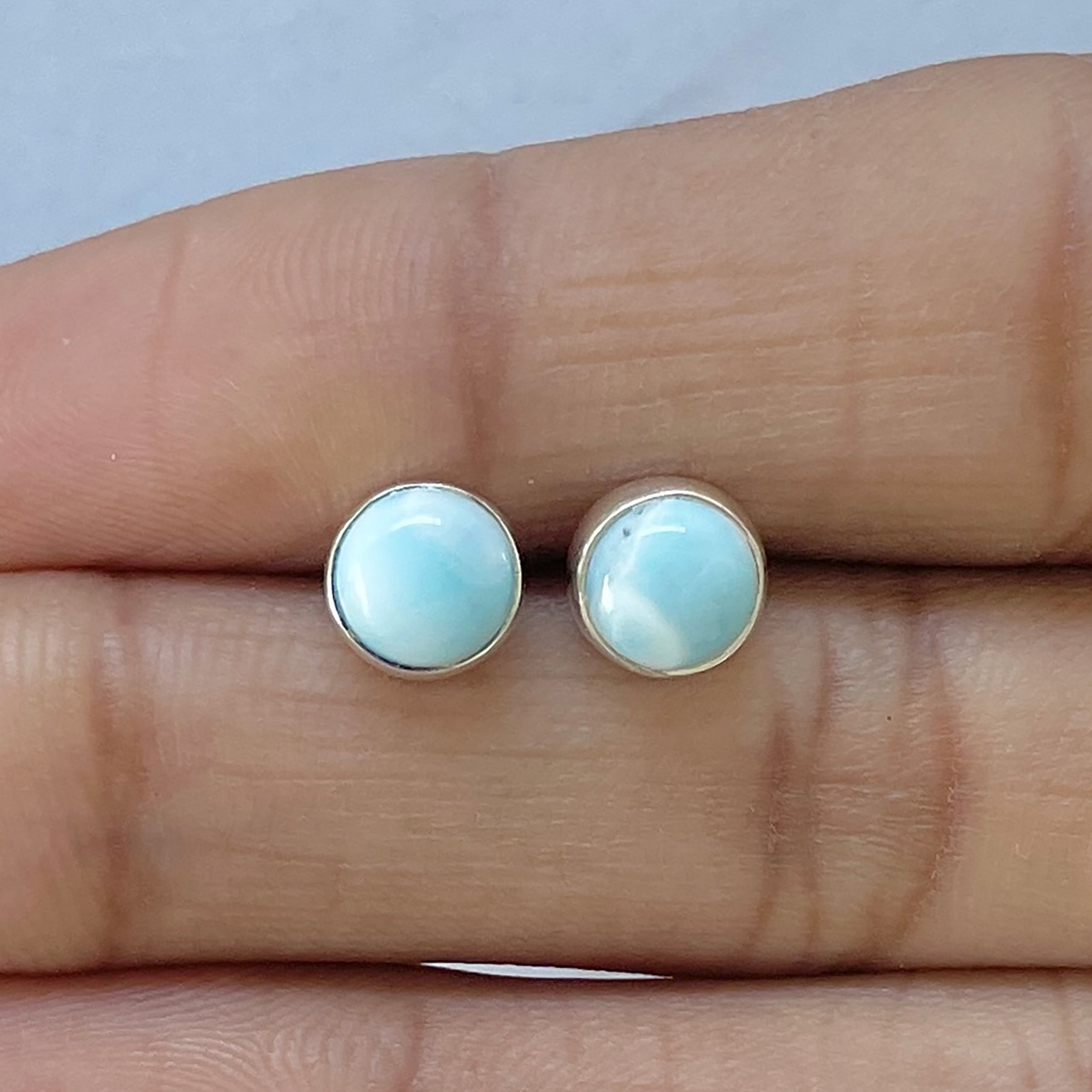 Larimar Stud Earring-(LAR-E-2753.)