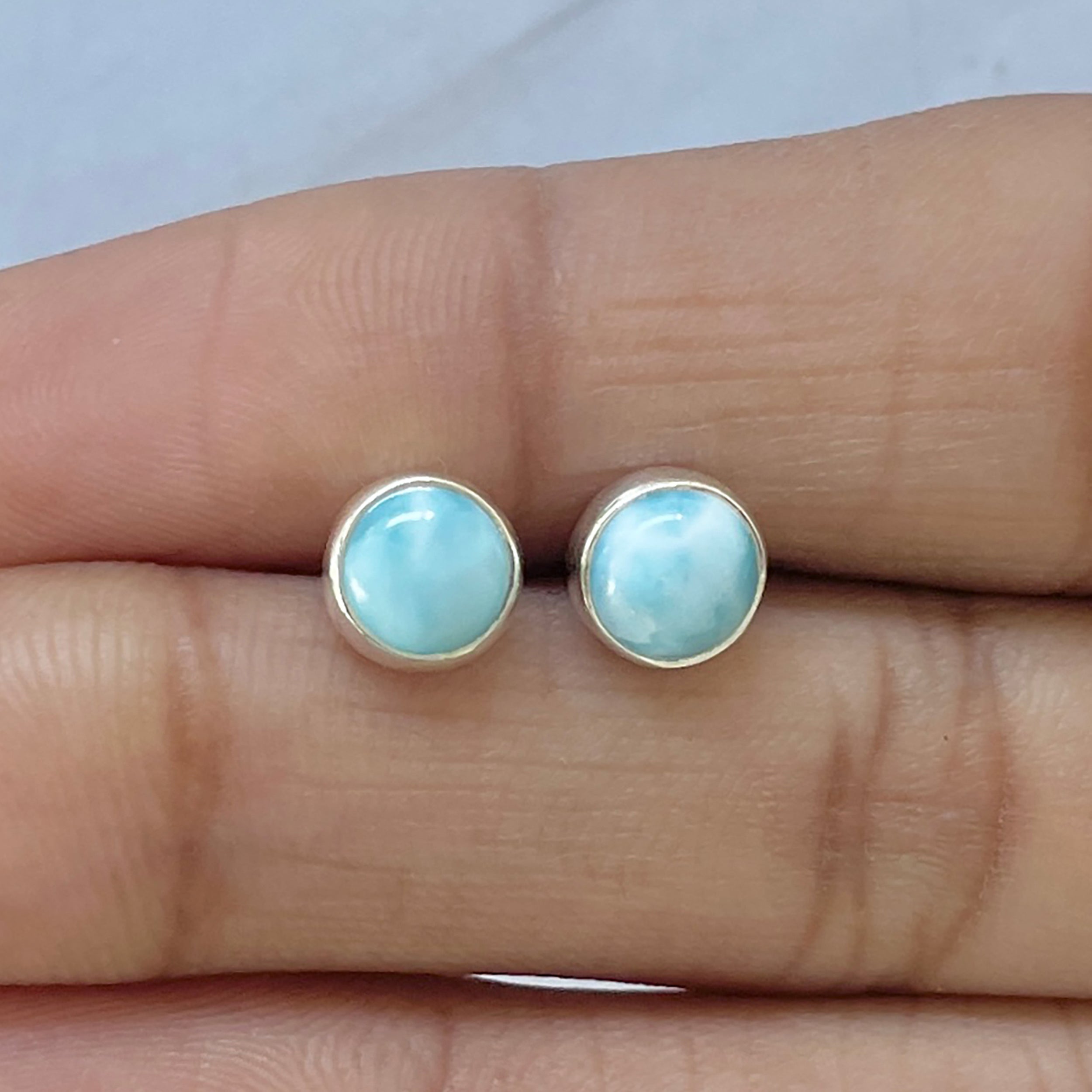 Larimar Stud Earring-(LAR-E-2754.)