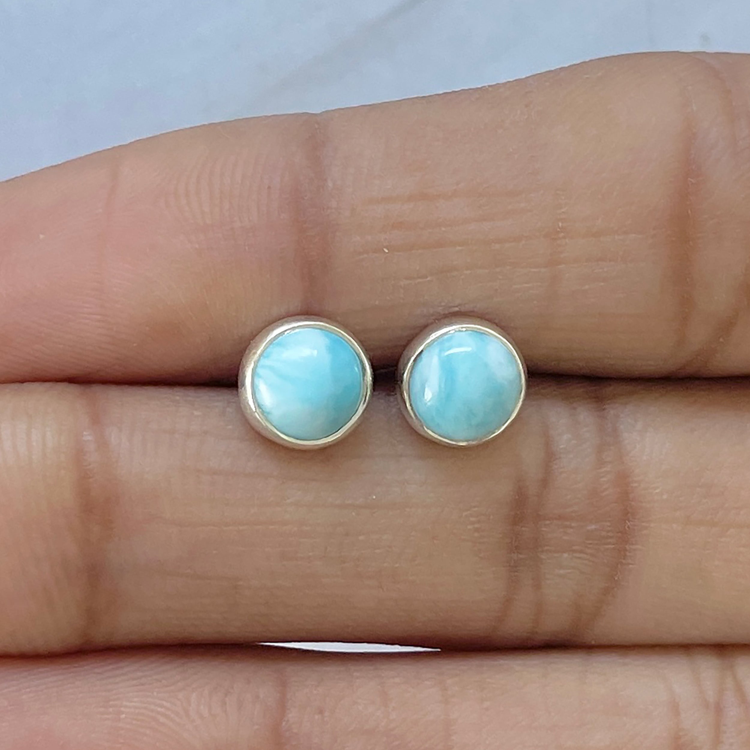 Larimar Stud Earring-(LAR-E-2757.)