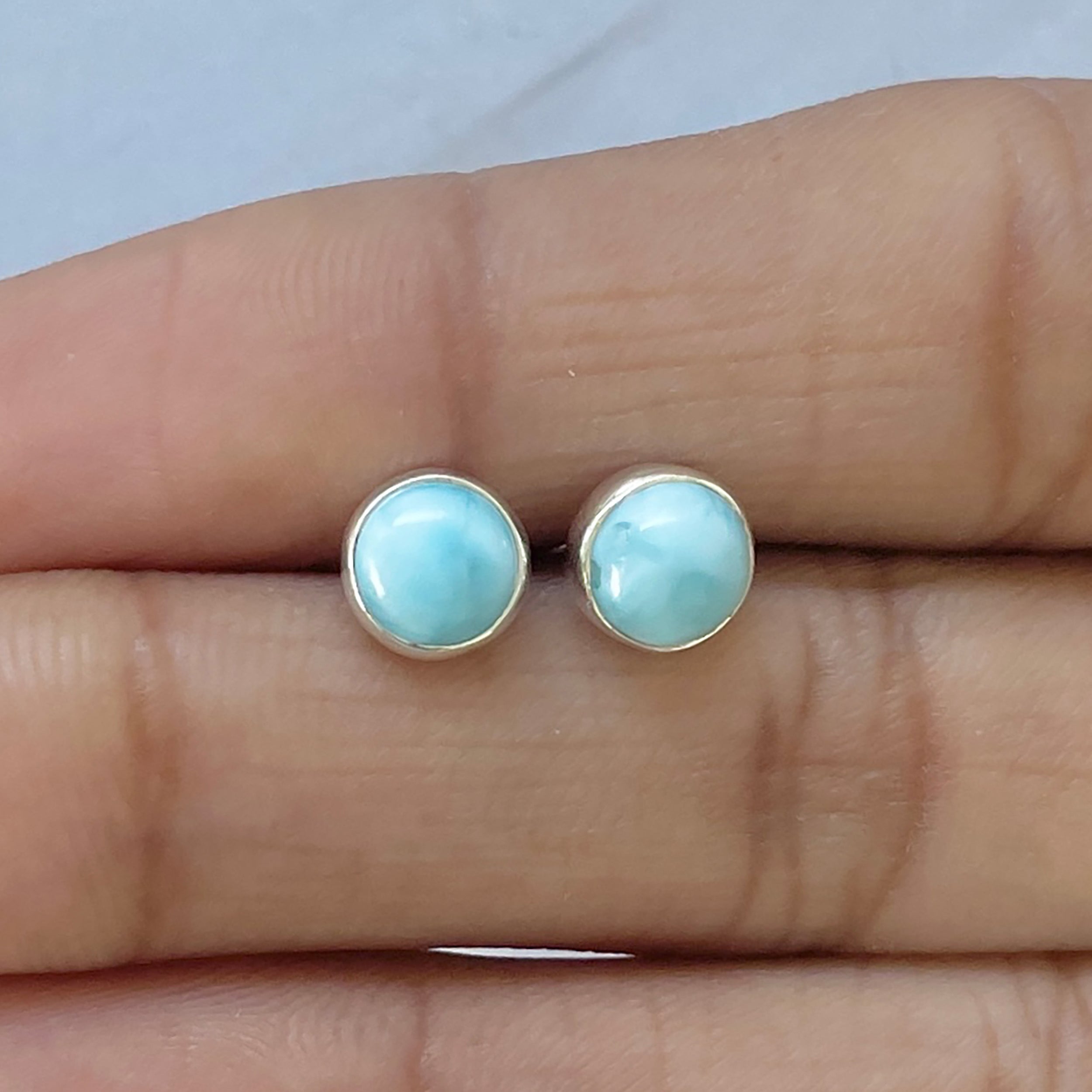 Larimar Stud Earring-(LAR-E-2758.)
