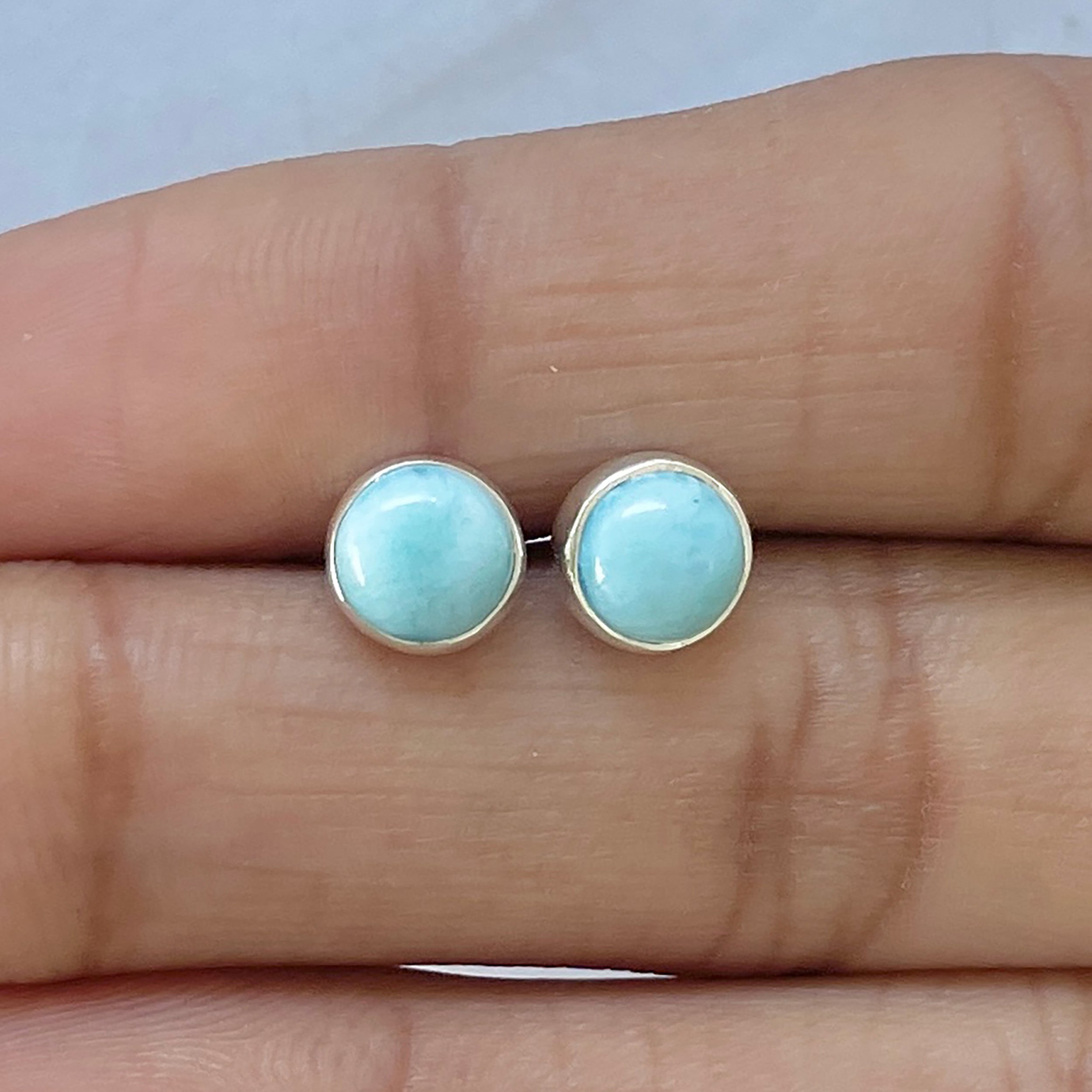 Larimar Stud Earring-(LAR-E-2759.)