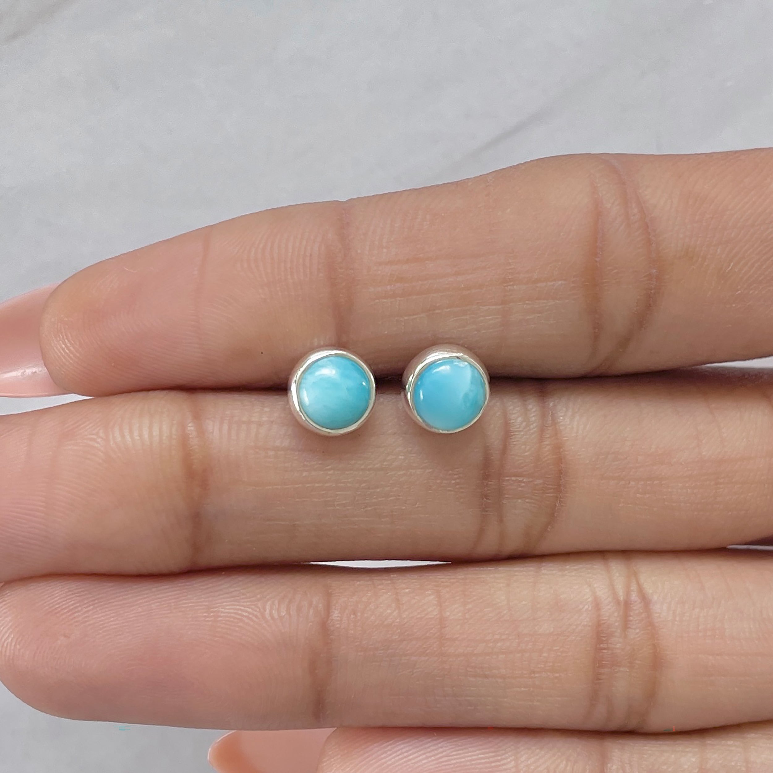Larimar Stud Earring-(LAR-E-2760.)