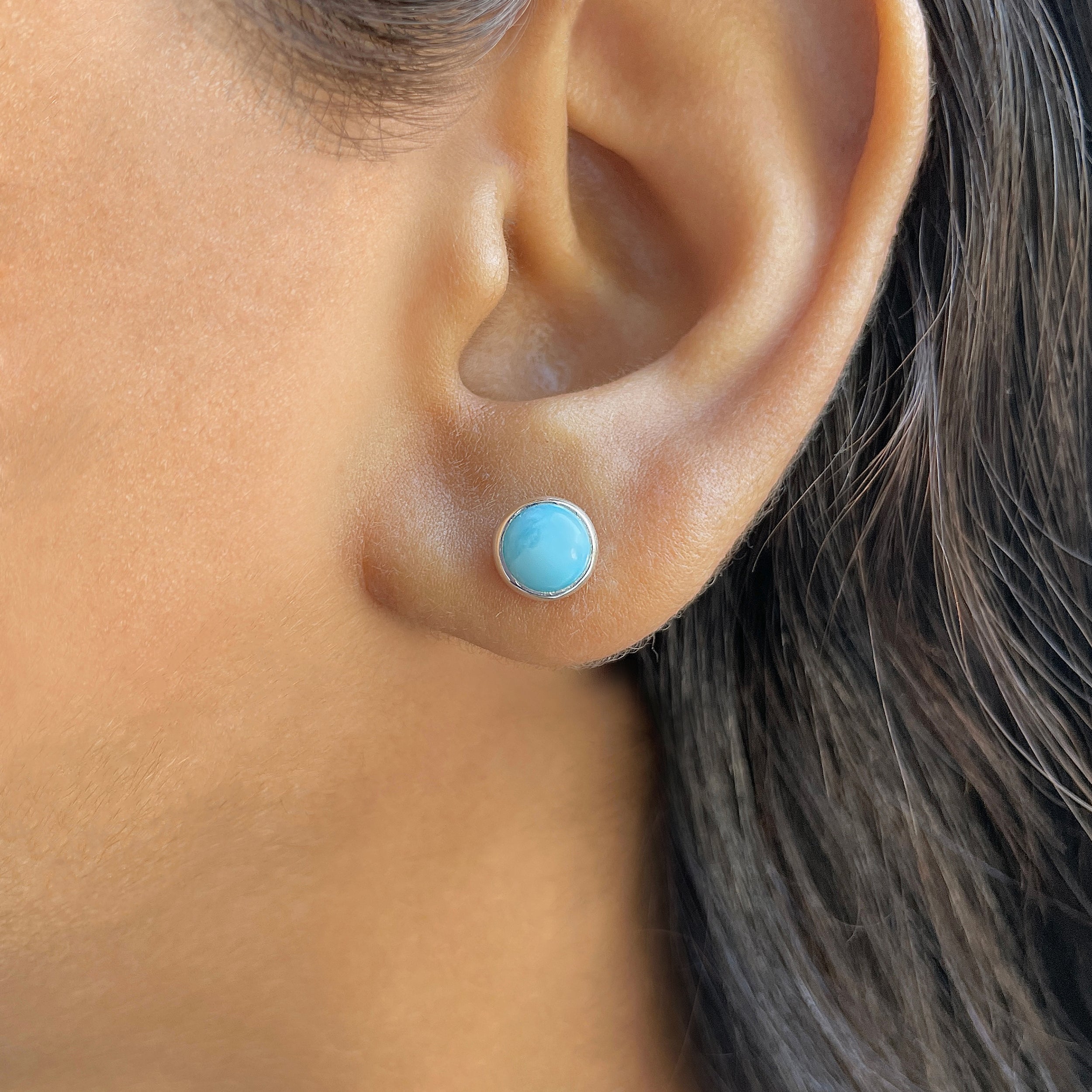 Larimar Stud Earring-(LAR-E-2760.)