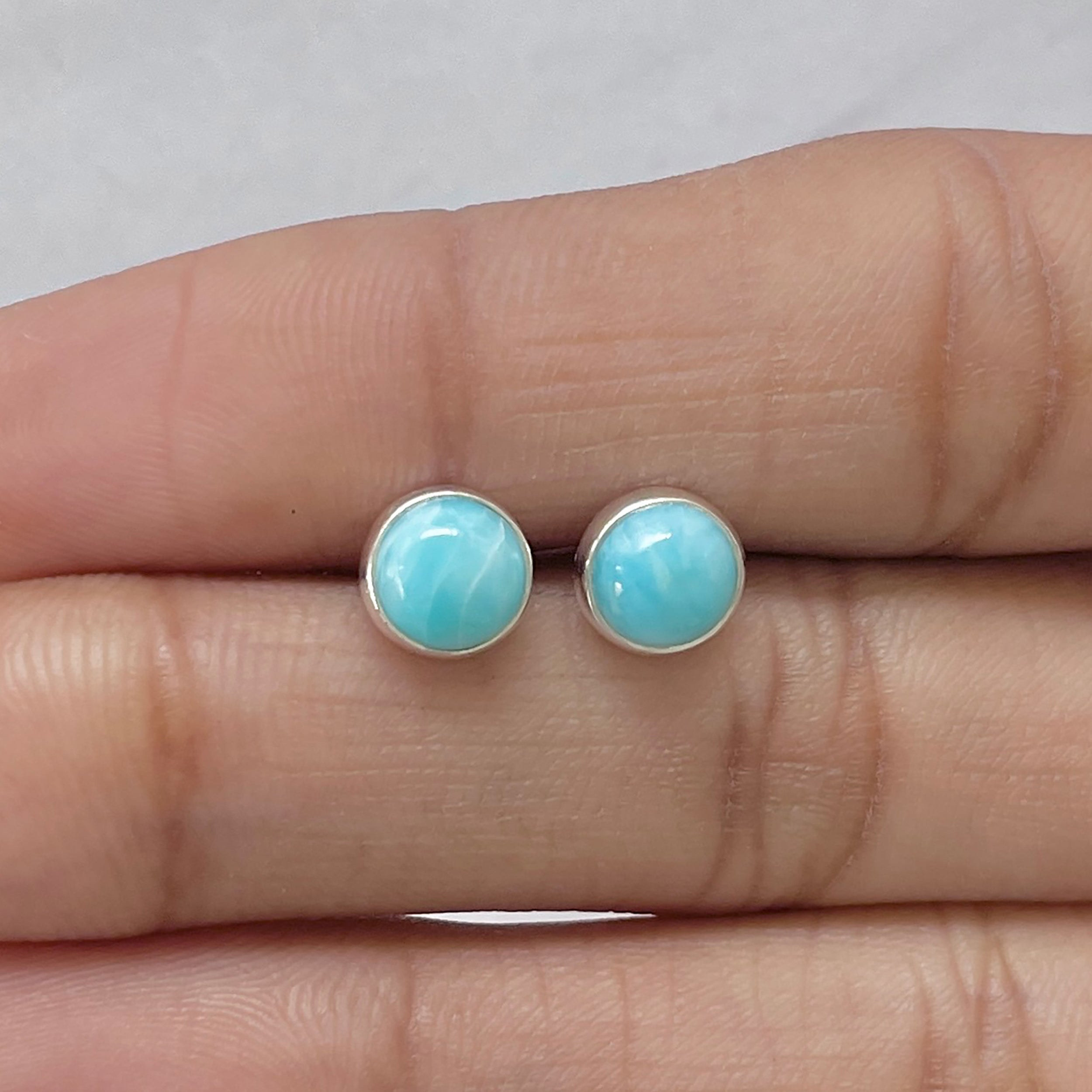 Larimar Stud Earring-(LAR-E-2761.)