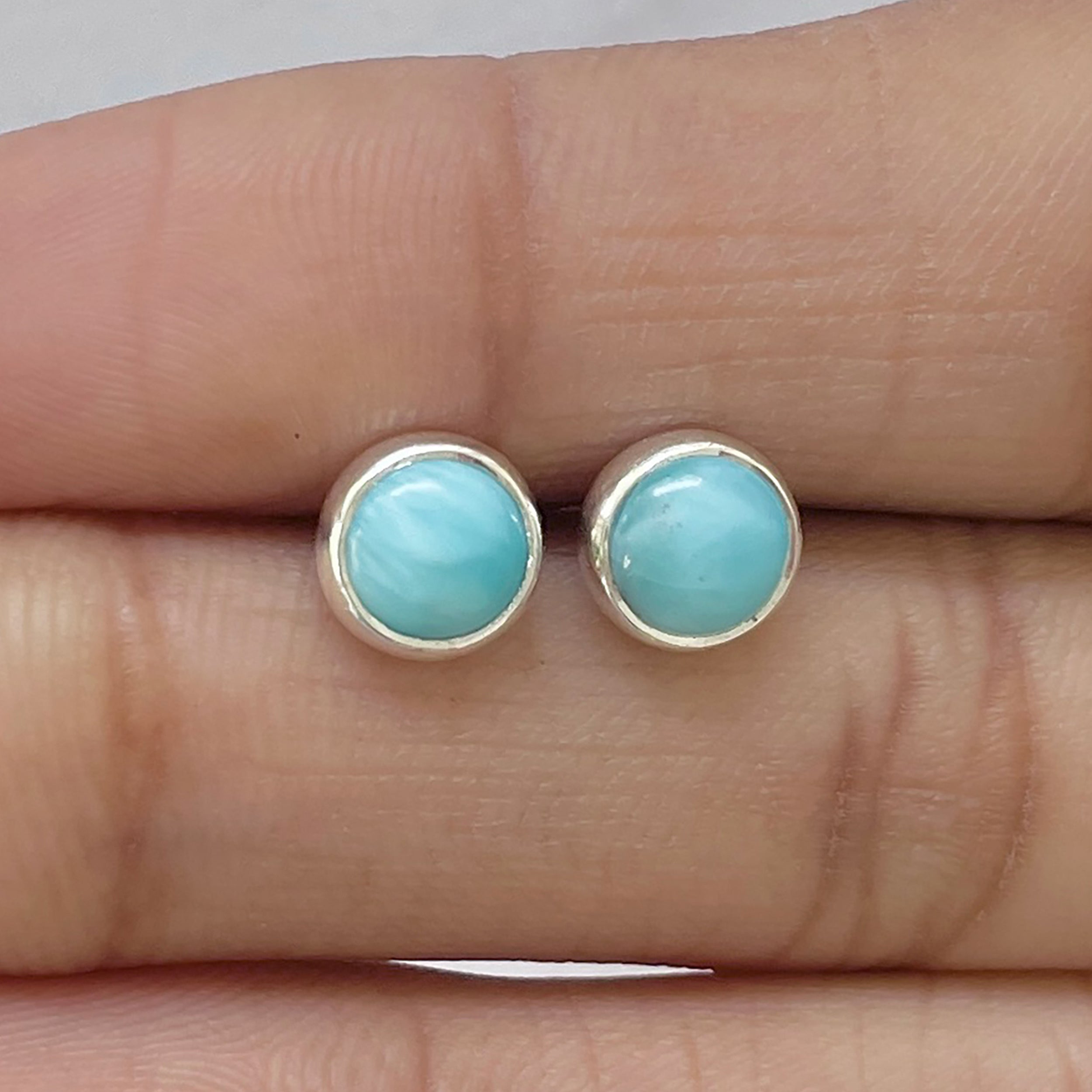 Larimar Stud Earring-(LAR-E-2766.)