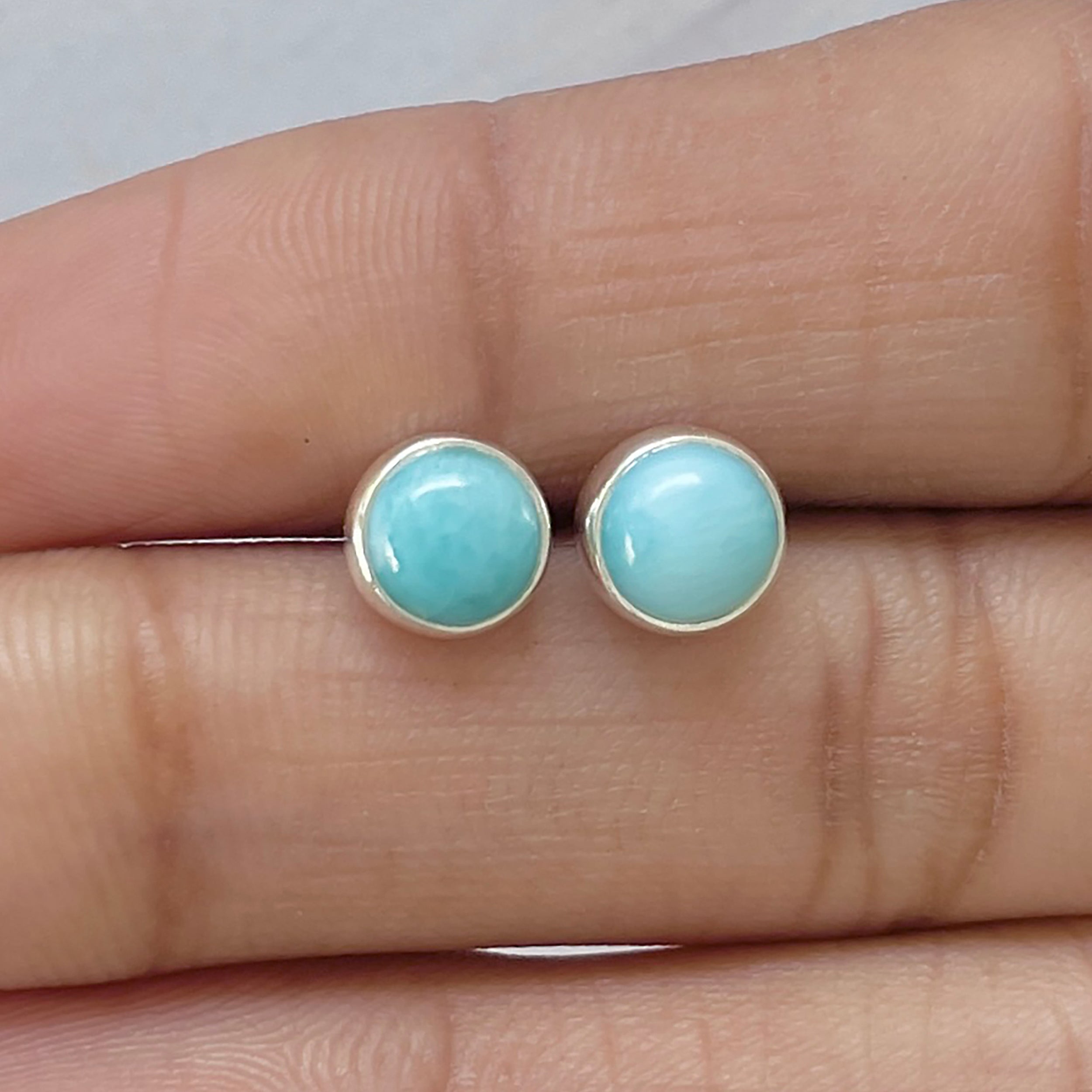 Larimar Stud Earring-(LAR-E-2769.)