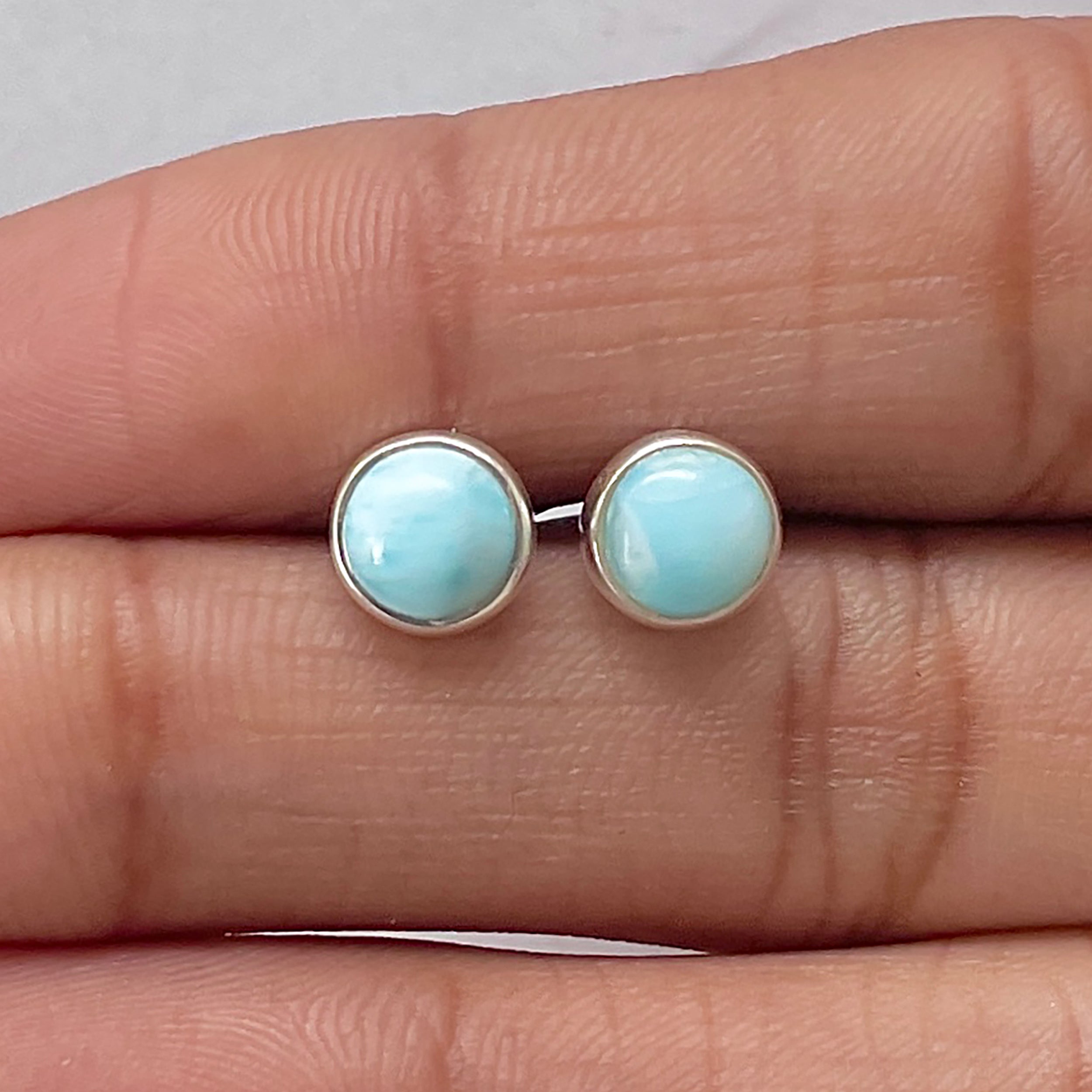 Larimar Stud Earring-(LAR-E-2775.)