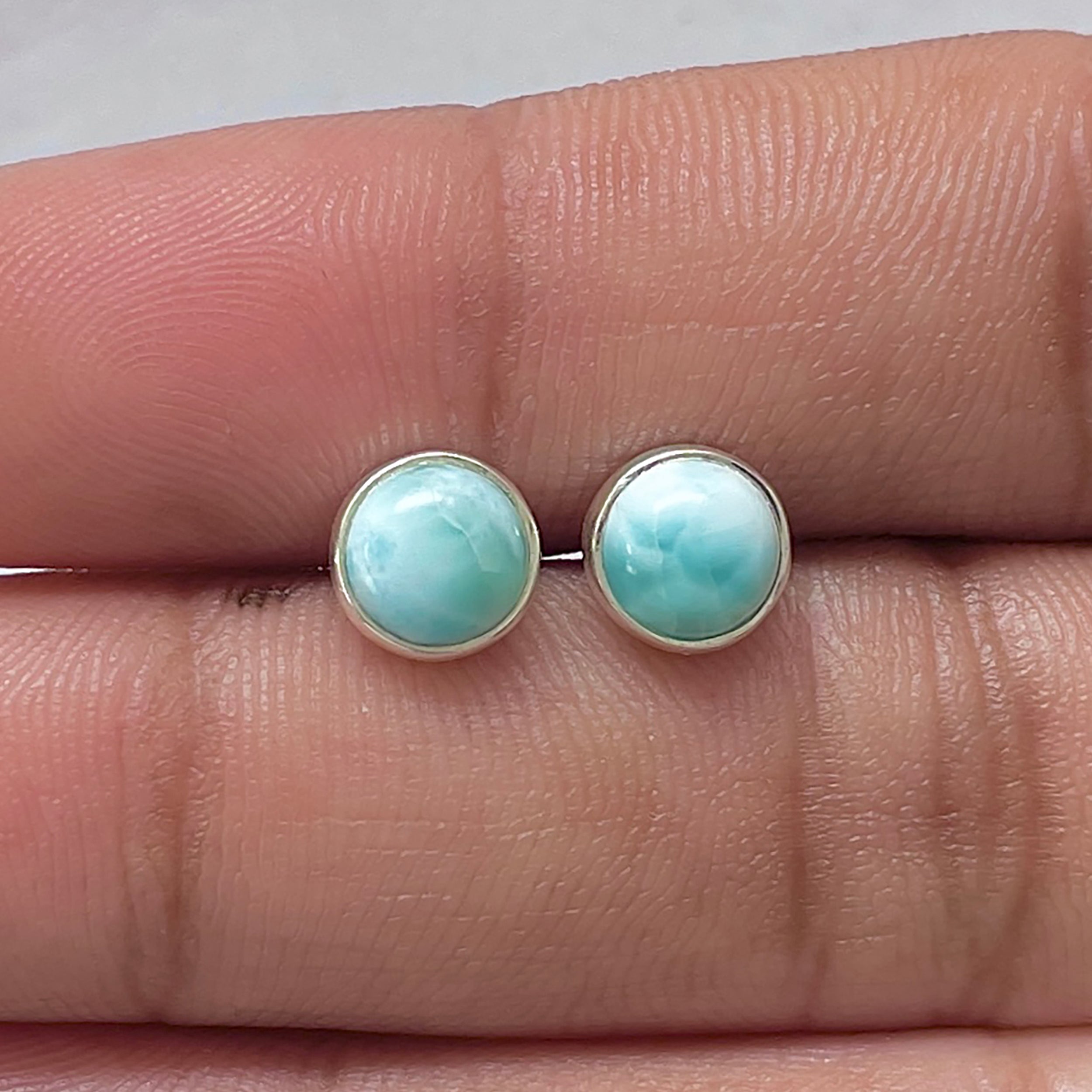 Larimar Stud Earring-(LAR-E-2789.)