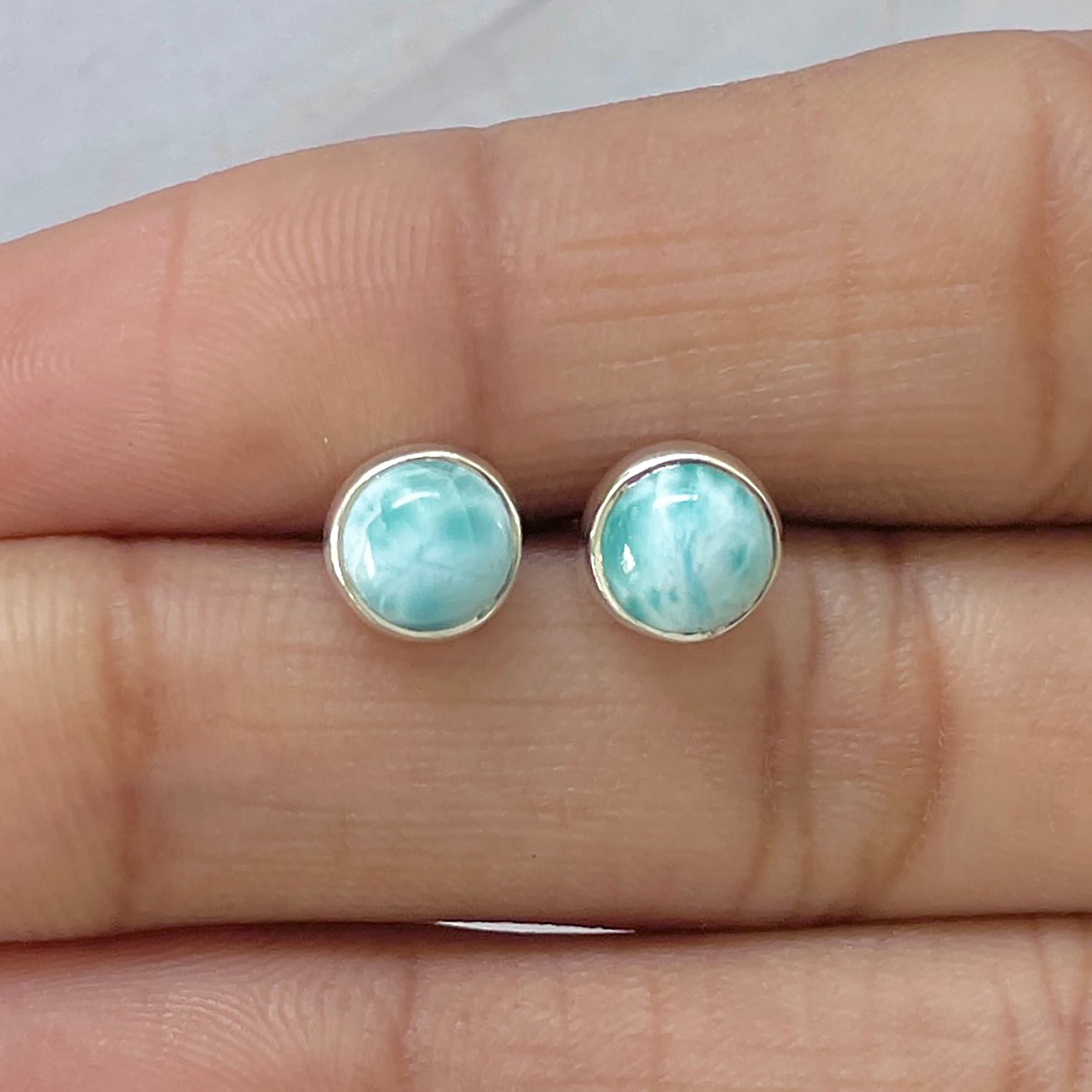 Larimar Stud Earring-(LAR-E-2791.)