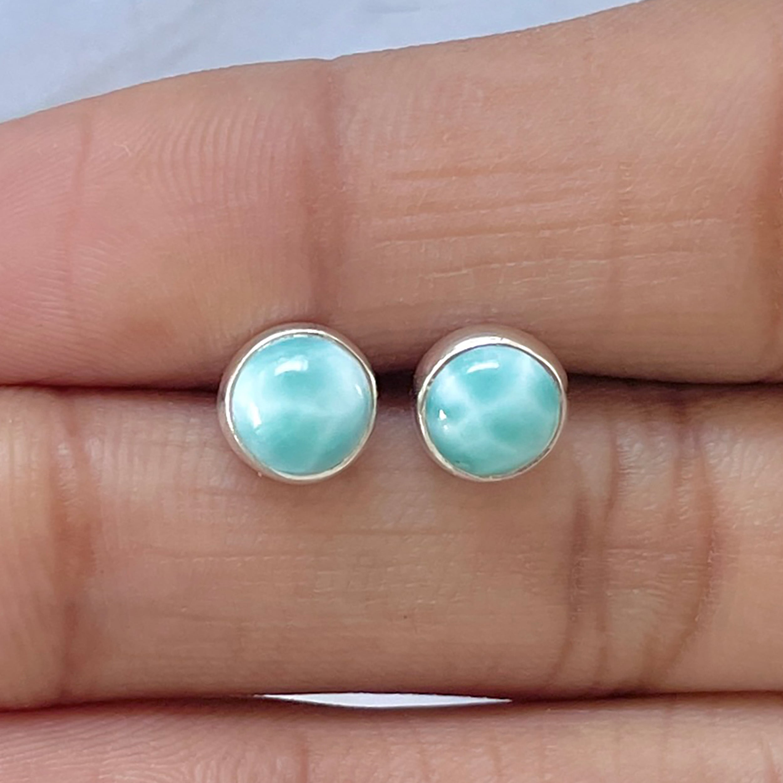 Larimar Stud Earring-(LAR-E-2794.)