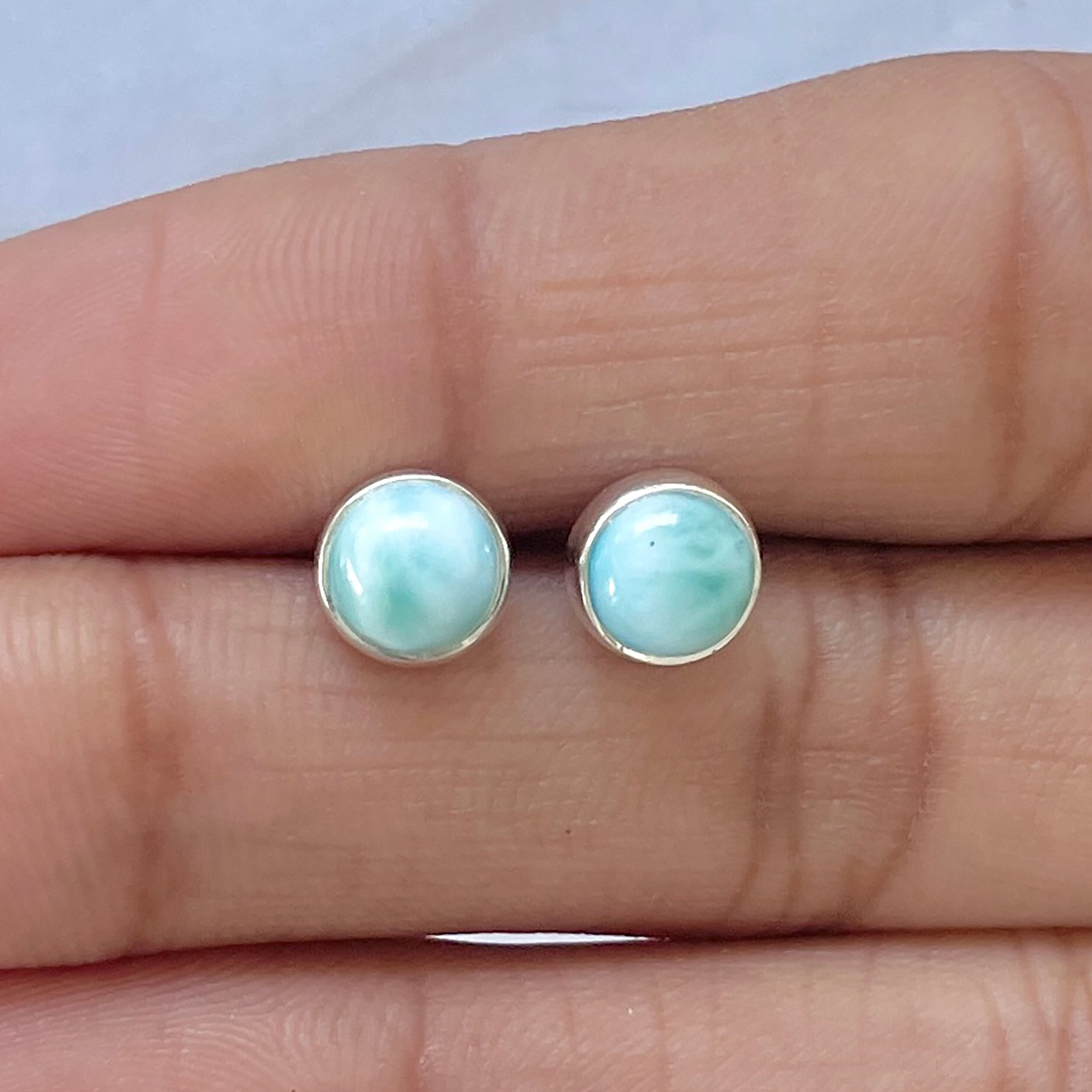 Larimar Stud Earring-(LAR-E-2795.)
