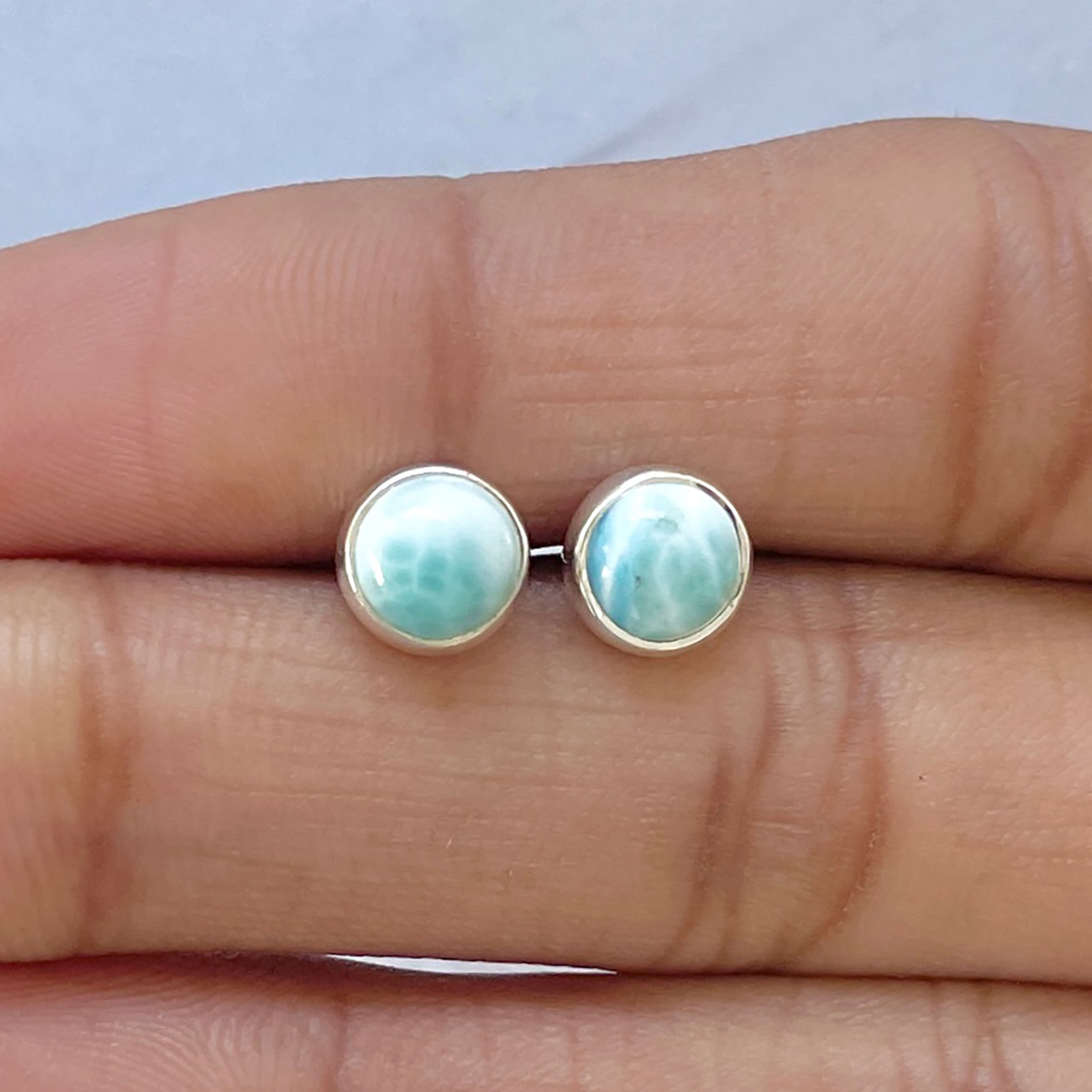 Larimar Stud Earring-(LAR-E-2797.)