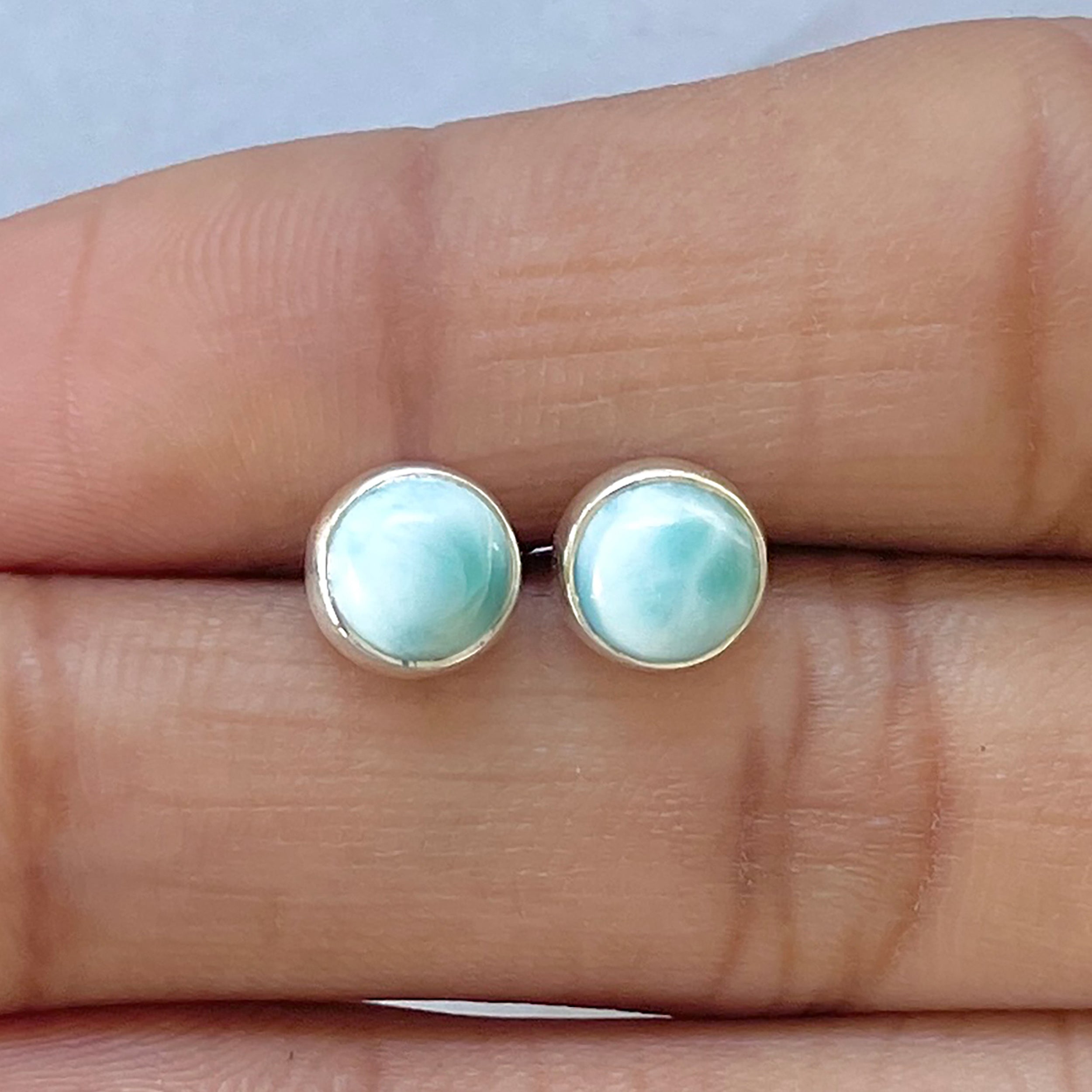 Larimar Stud Earring-(LAR-E-2799.)