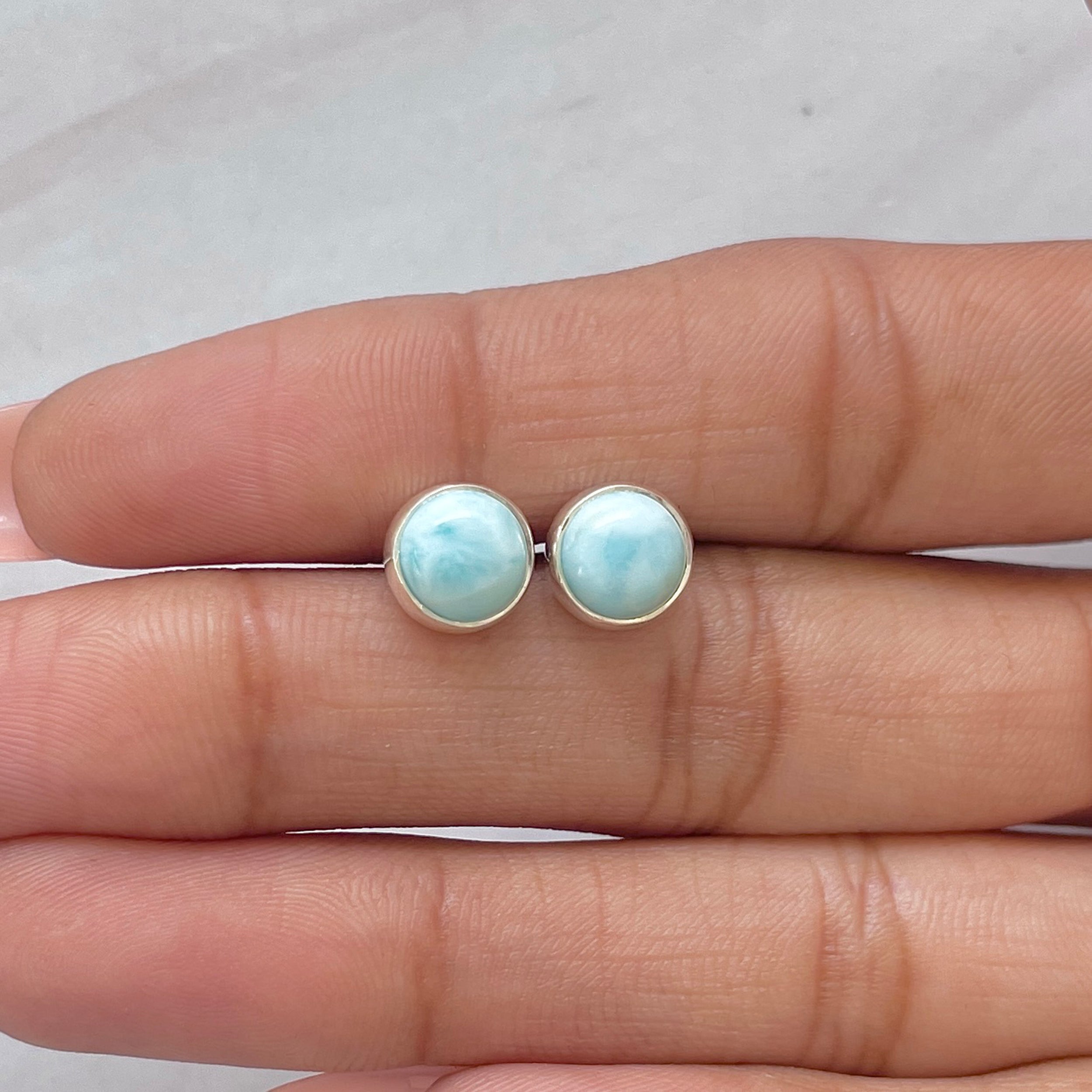 Larimar Stud Earring-(LAR-E-2803.)