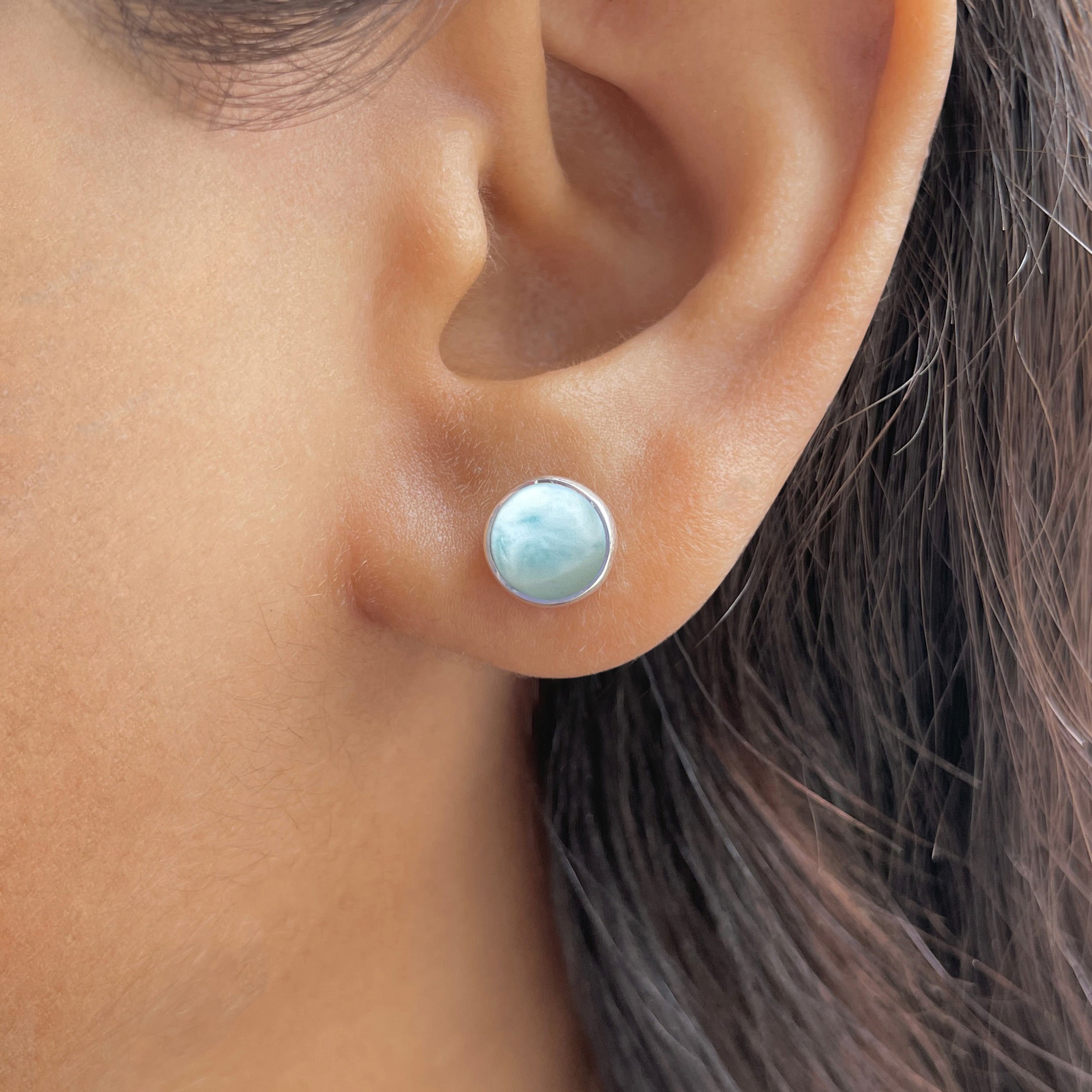 Larimar Stud Earring-(LAR-E-2803.)