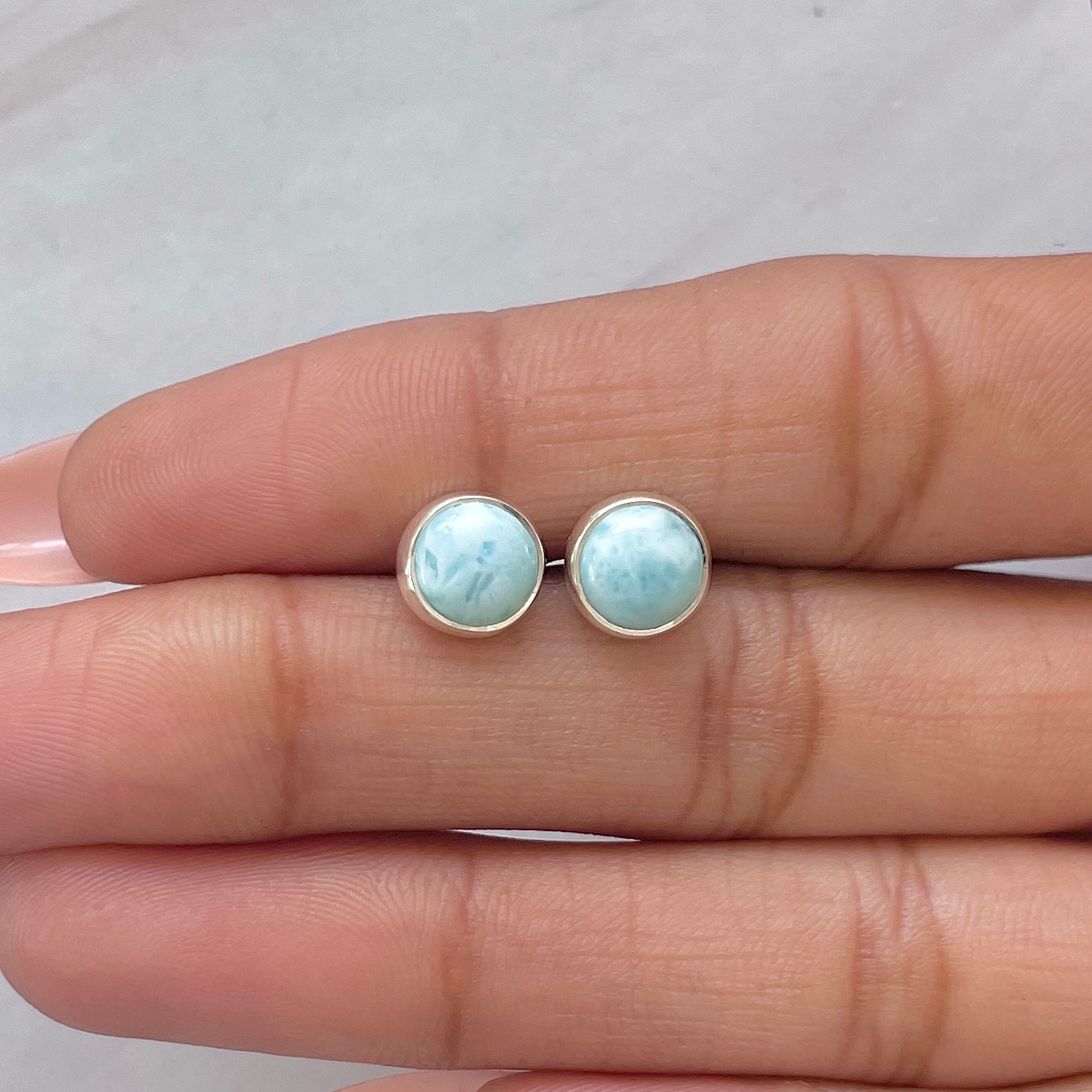 Larimar Stud Earring-(LAR-E-2807.)