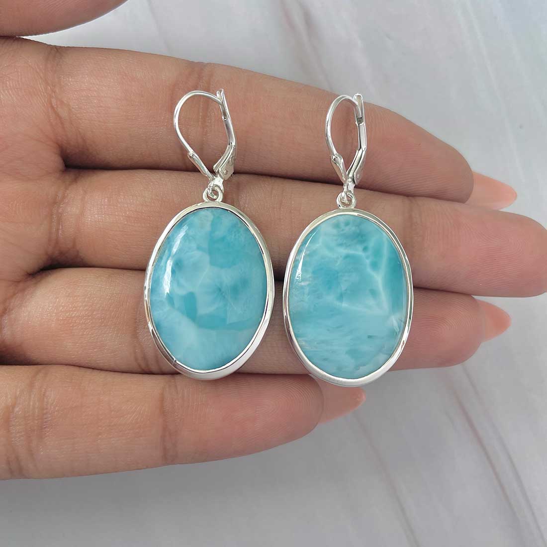 Larimar Earring-(LAR-E-281.)