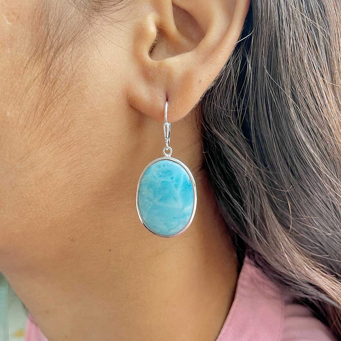 Larimar Earring-(LAR-E-281.)