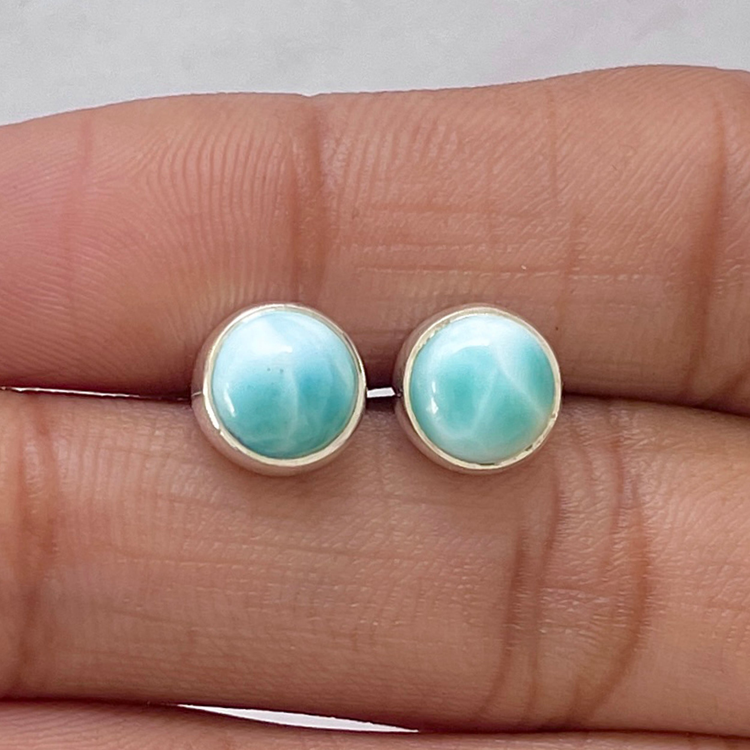 Larimar Stud Earring-(LAR-E-2814.)