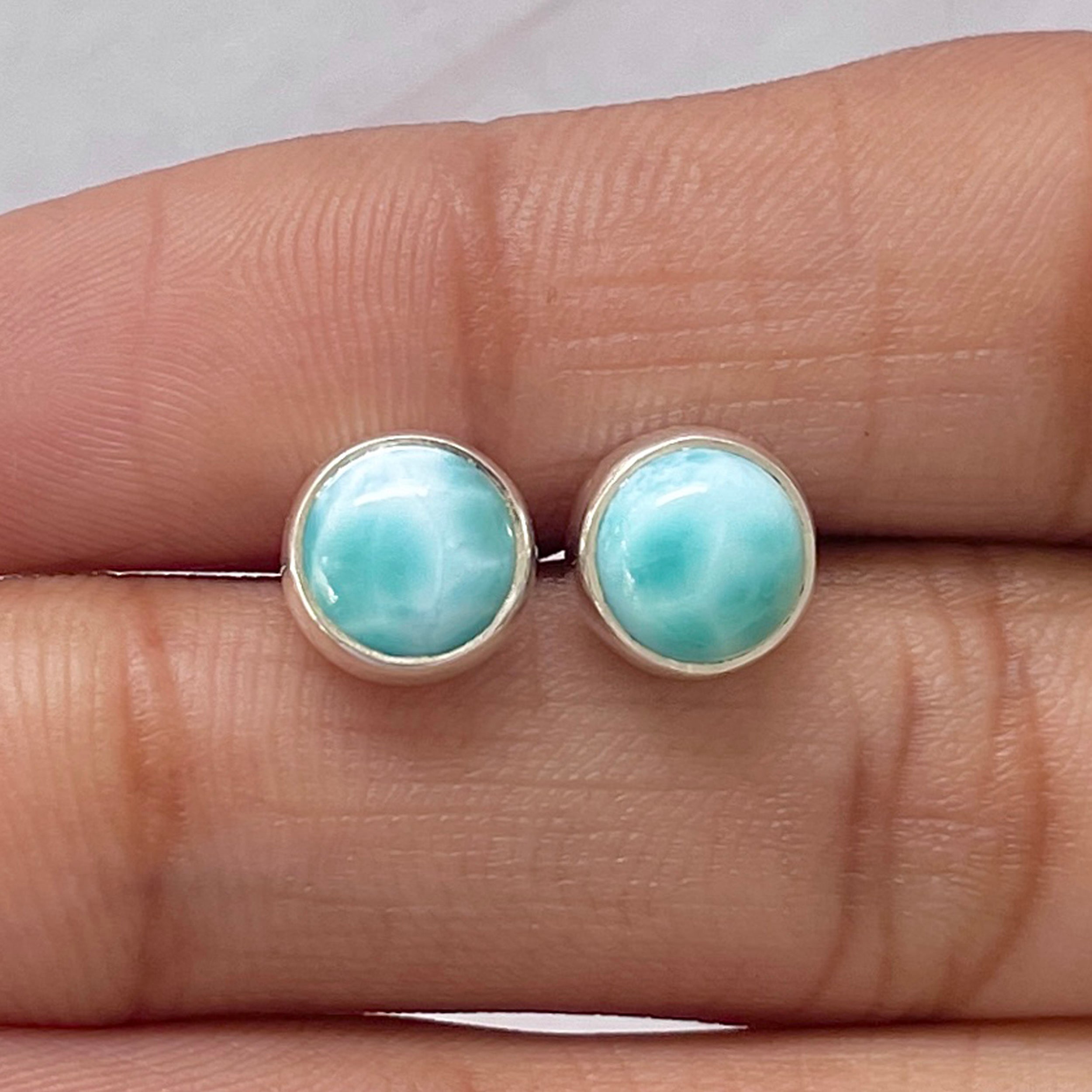 Larimar Stud Earring-(LAR-E-2819.)